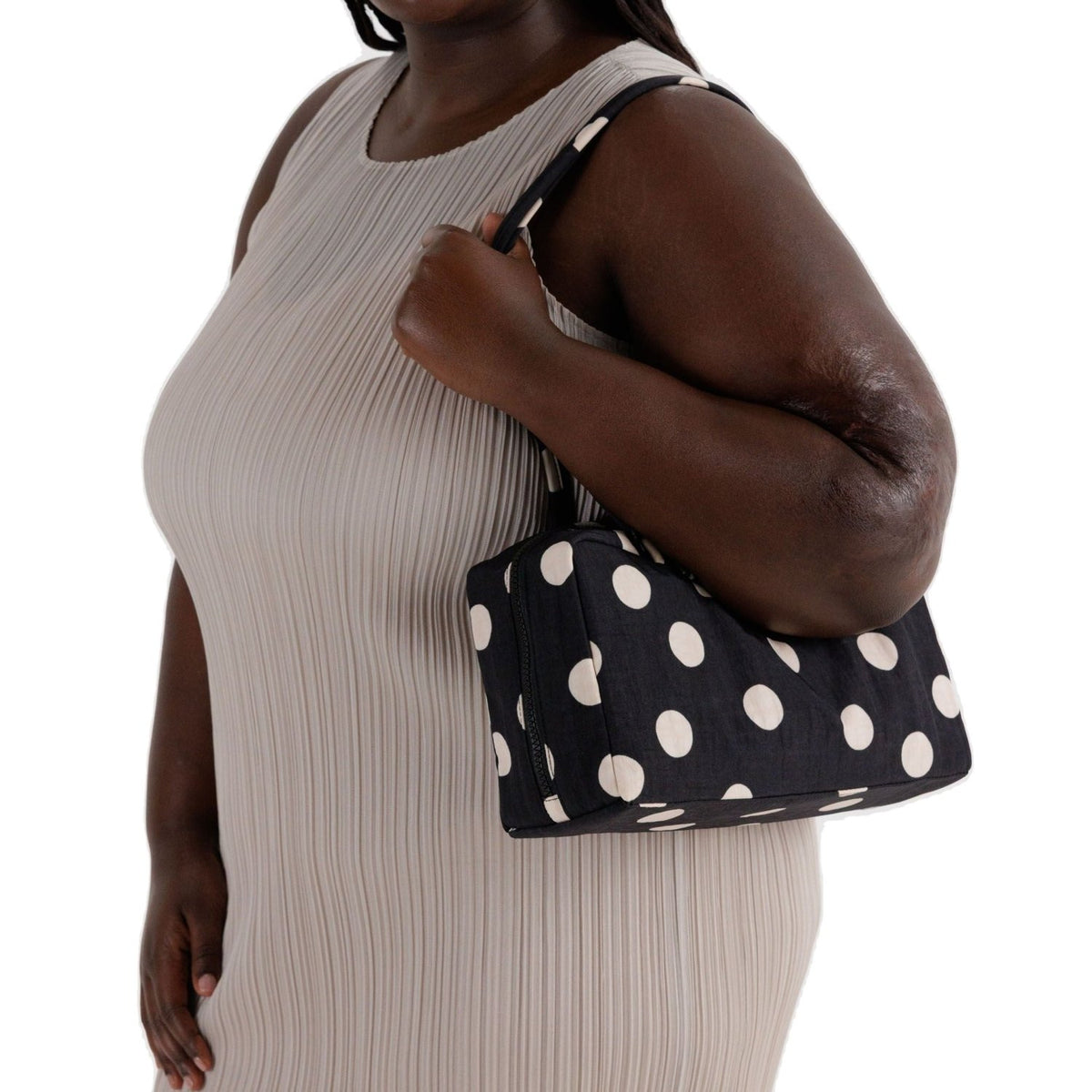 Baggu Nylon Bowler Bag in Black And Cream Polka Dot - Getoutside Shoes