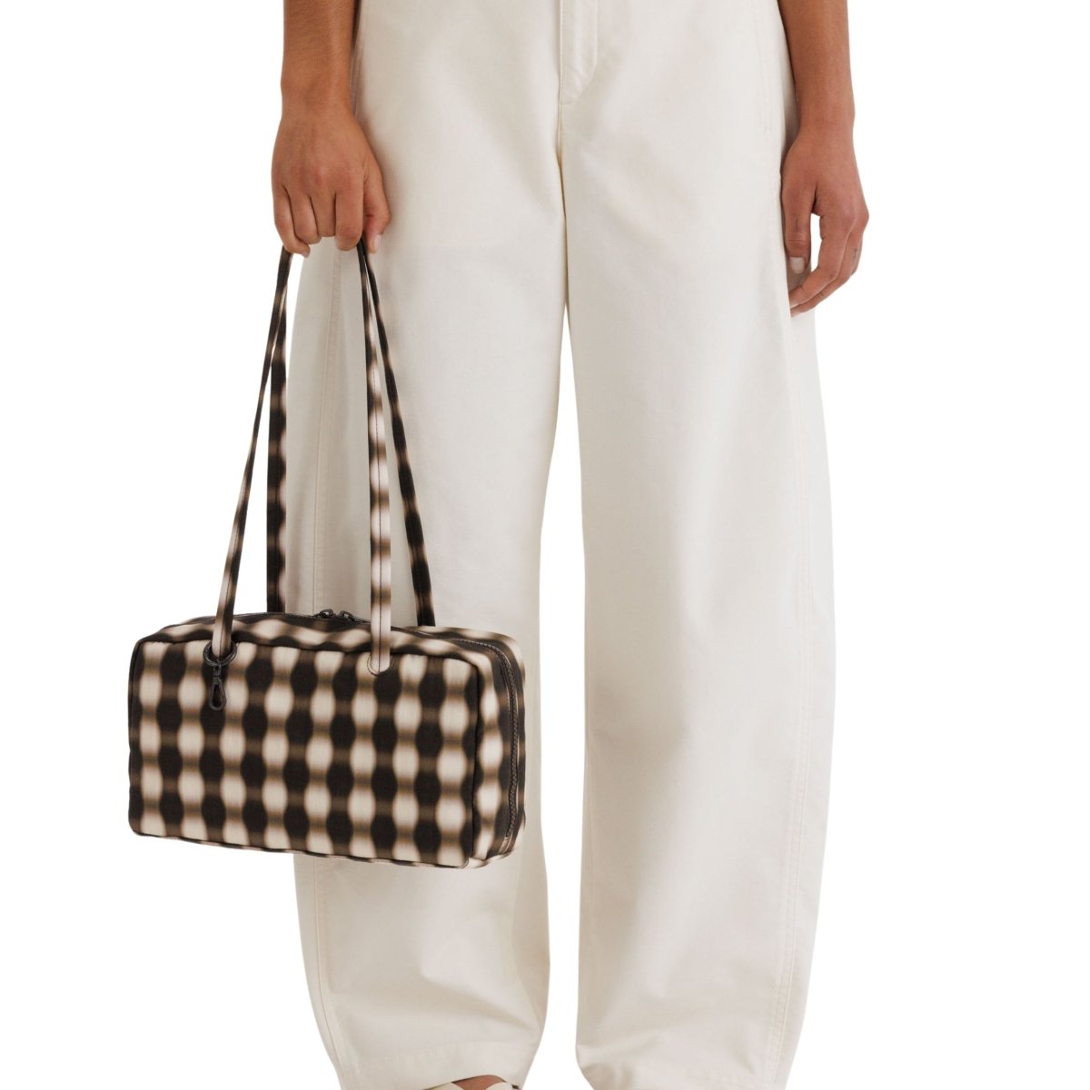 Baggu Nylon Bowler Bag in Blurred Gingham Brown - Getoutside Shoes