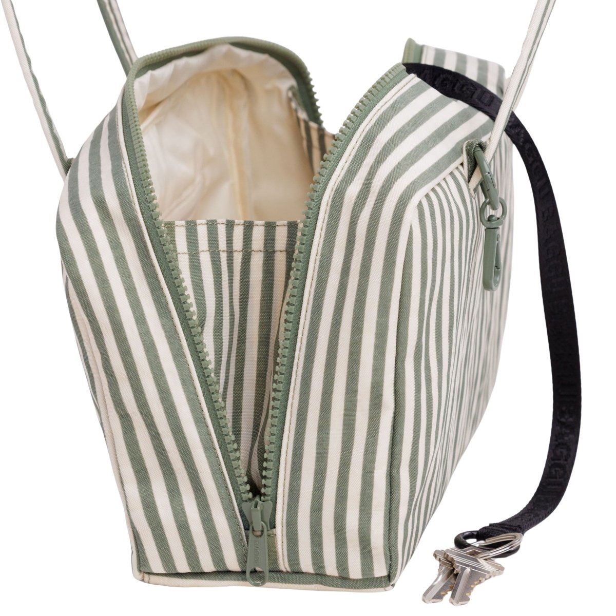 Baggu Nylon Bowler Bag in Sage Stripe - Getoutside Shoes