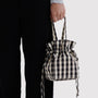 Baggu Nylon Drawstring Bag in Black and Cream Gingham - Getoutside Shoes