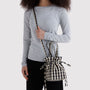 Baggu Nylon Drawstring Bag in Black and Cream Gingham - Getoutside Shoes
