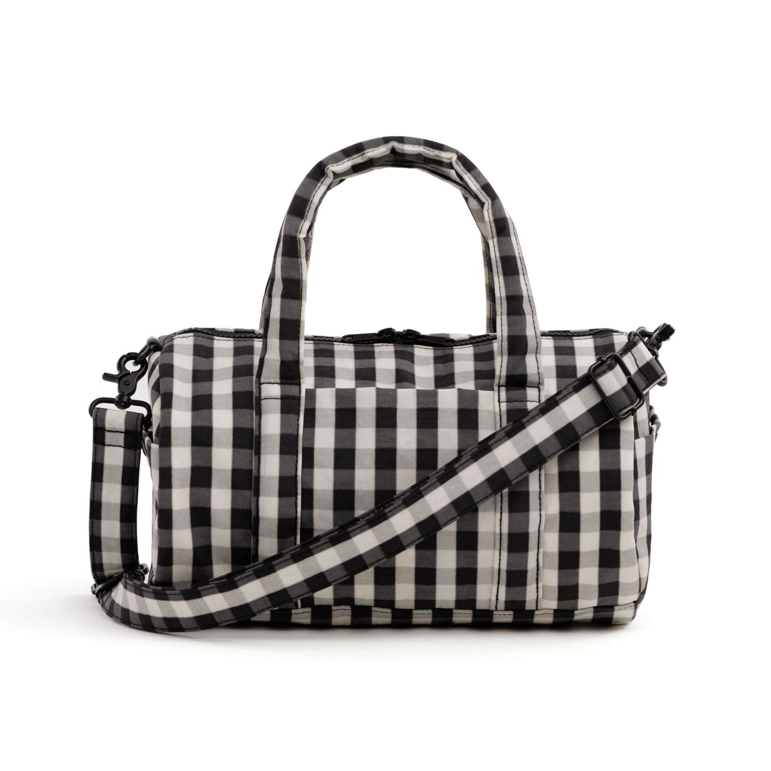 Baggu Nylon Duffle Bag in Black And Cream Gingham - Getoutside Shoes