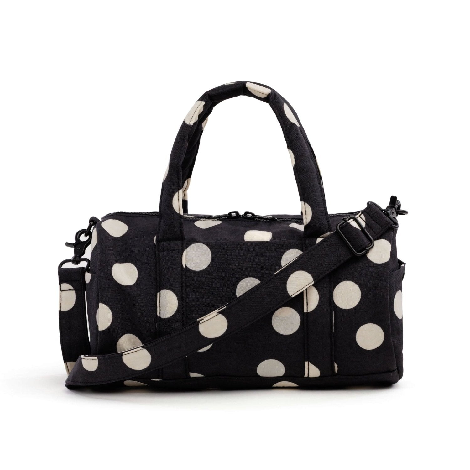 Baggu Nylon Duffle Bag in Black And Cream Polka Dot - Getoutside Shoes