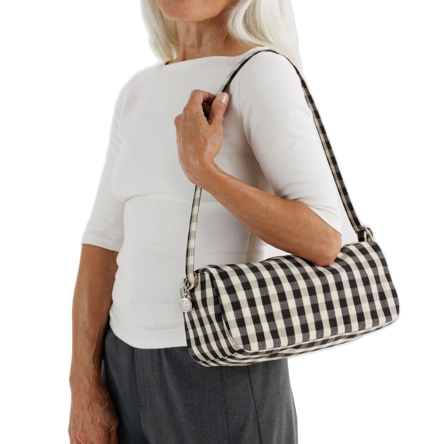 Baggu Nylon Loaf Bag in Black And Cream Gingham - Getoutside Shoes