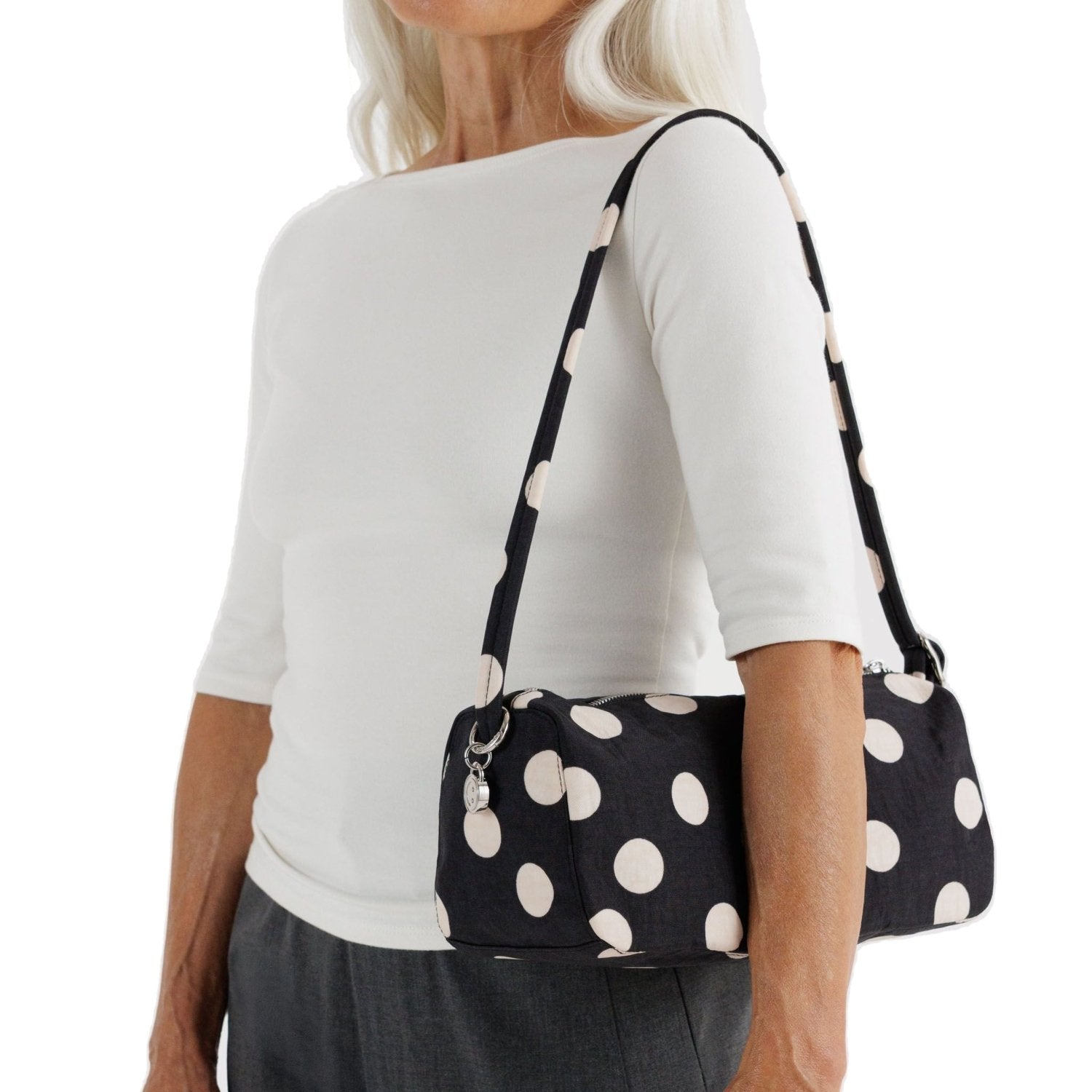 Baggu Nylon Loaf Bag in Black And Cream Polka Dot - Getoutside Shoes