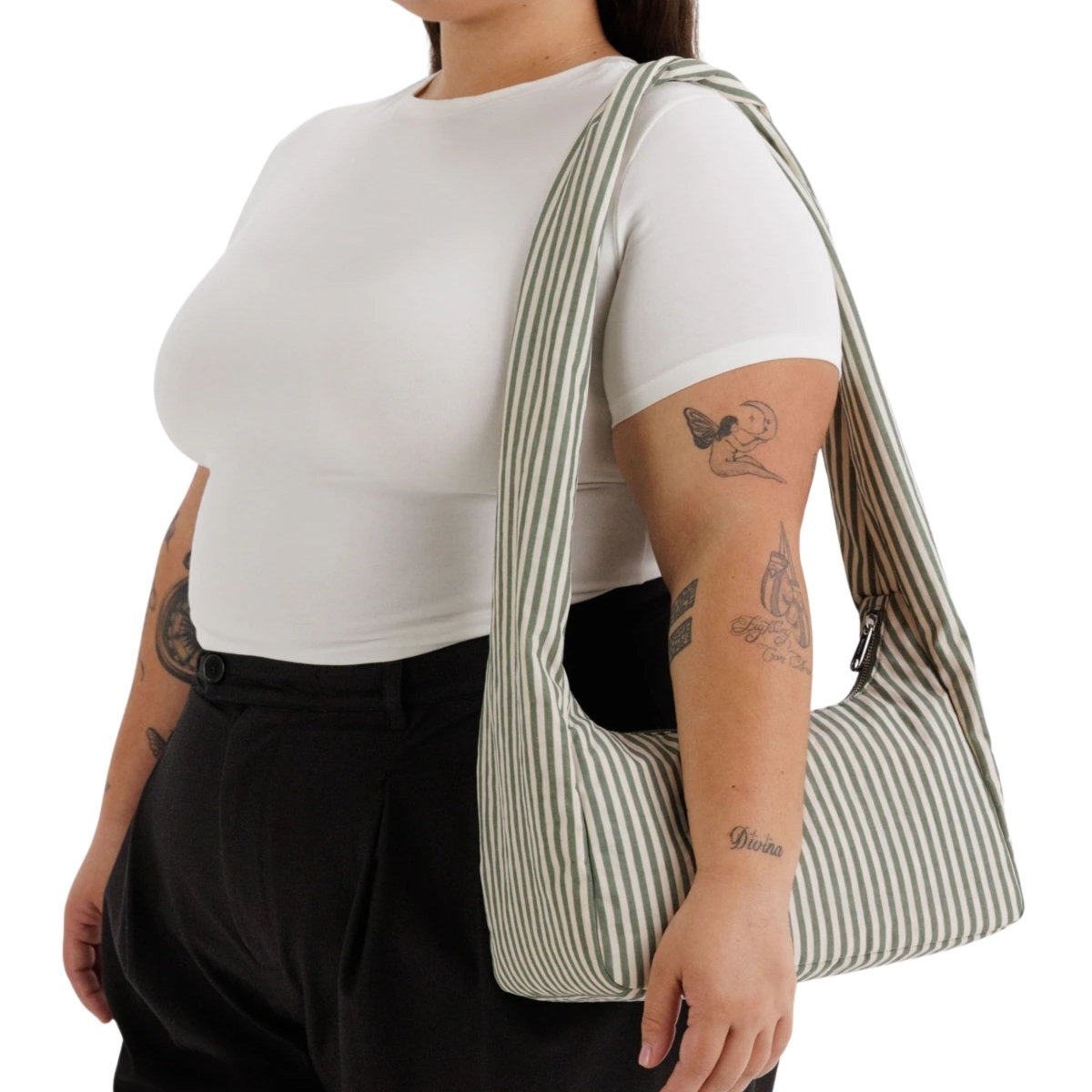 Baggu Nylon Meringue Bag in Sage Stripe - Getoutside Shoes