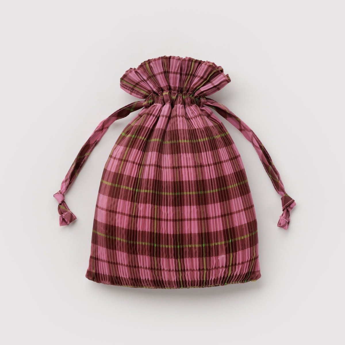 Baggu Pleated Baggu in Azalea Pink Tartan - Getoutside Shoes