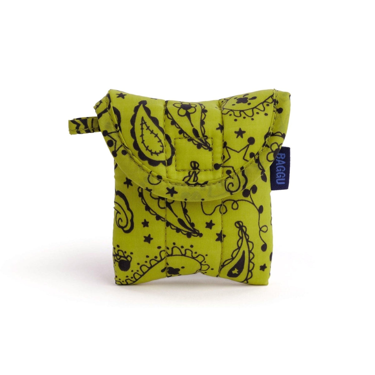 Baggu Puffy Earbuds Case in Chartreuse Paisley - Getoutside Shoes