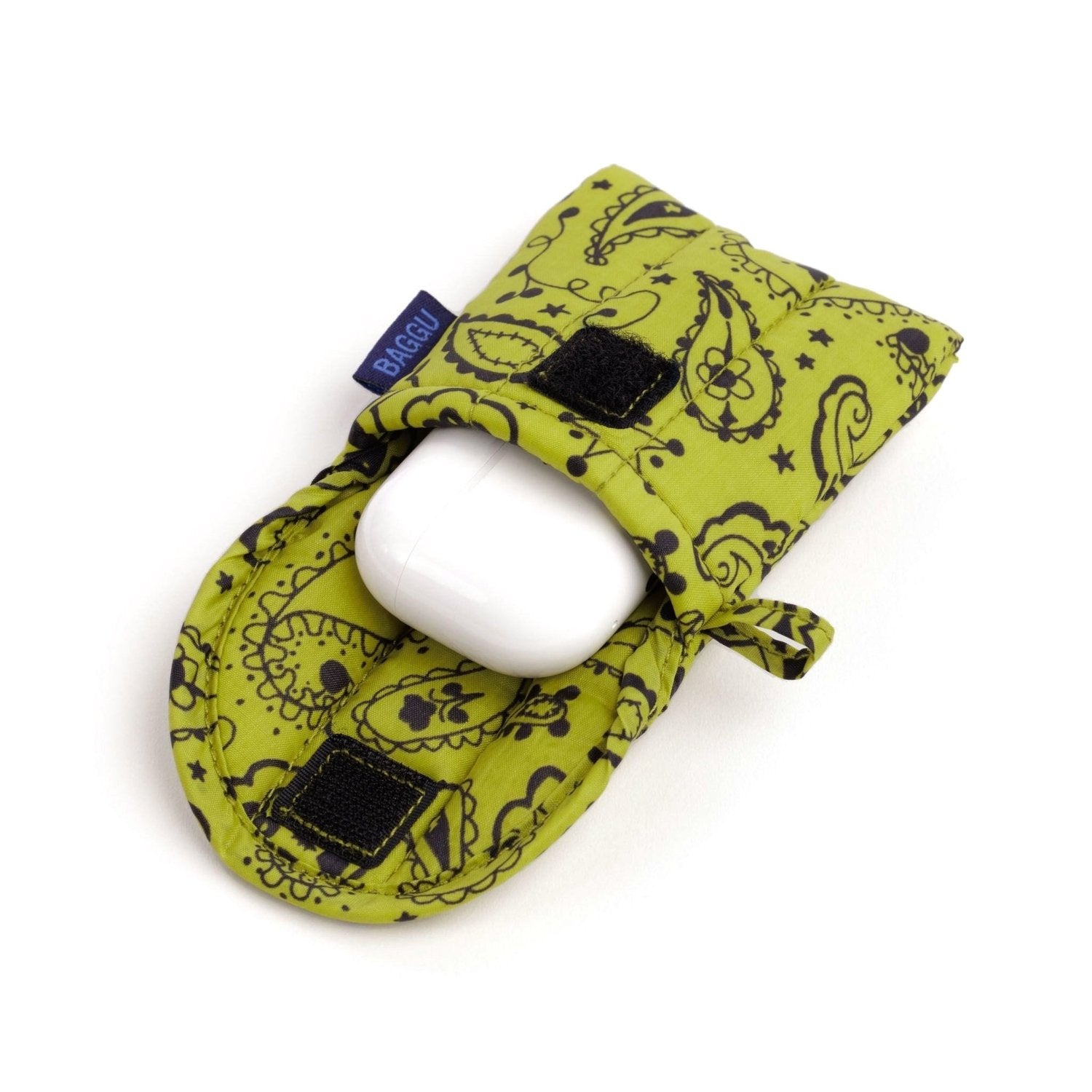Baggu Puffy Earbuds Case in Chartreuse Paisley - Getoutside Shoes