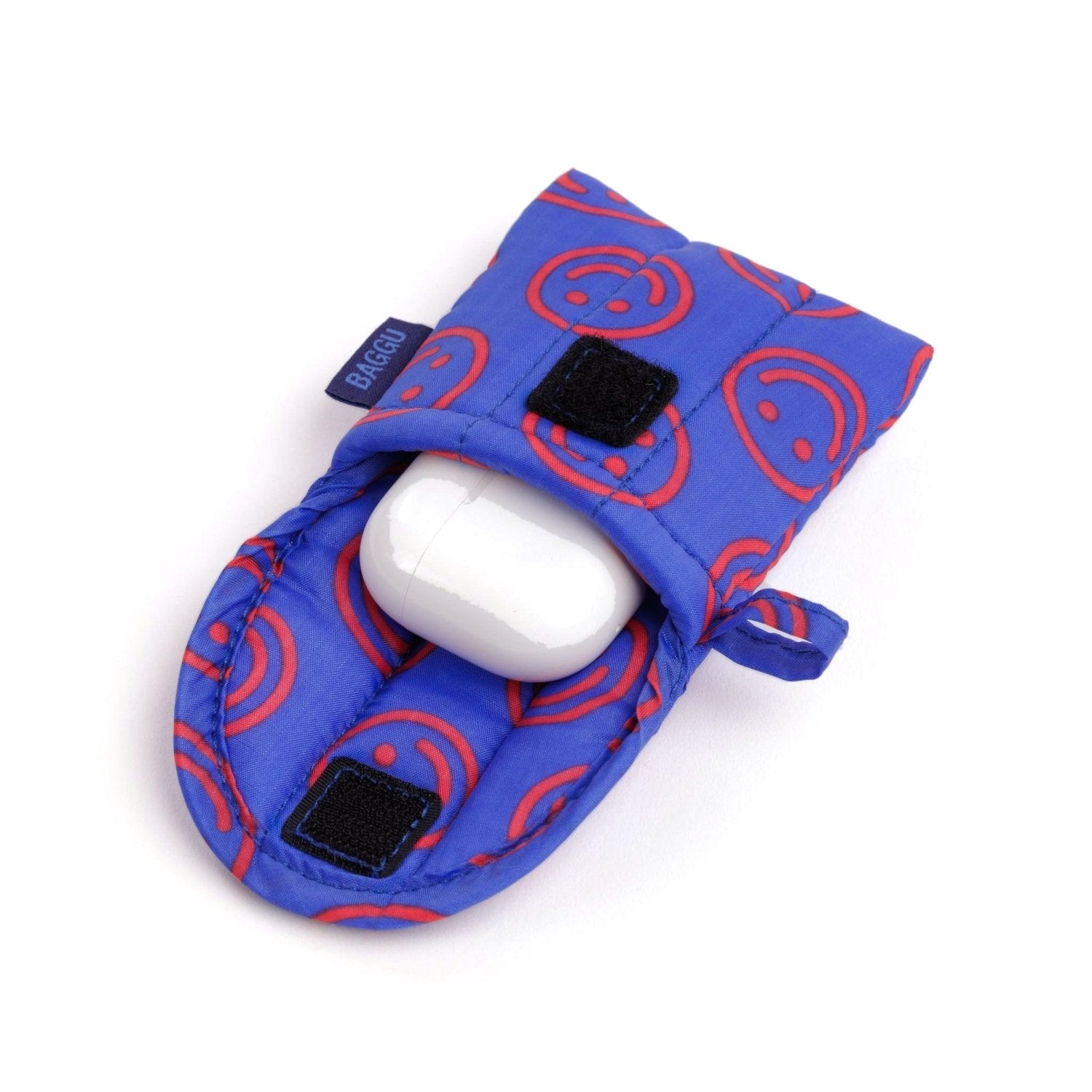 Baggu Puffy Earbuds Case in Mini Cobalt Happy - Getoutside Shoes