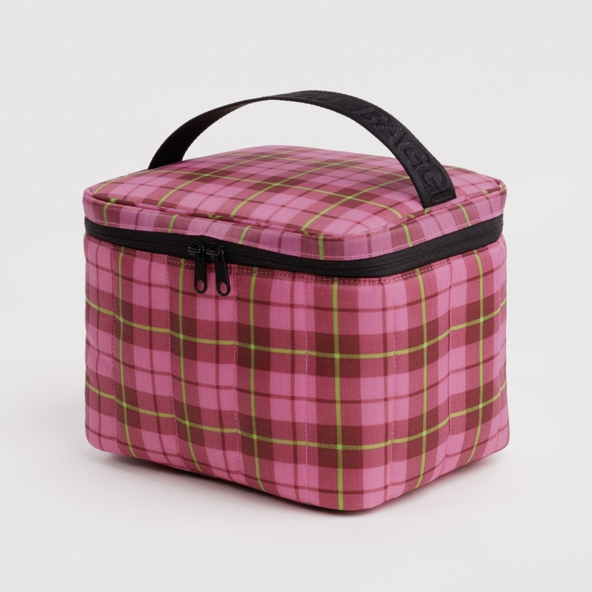 Baggu Puffy Lunch Bag in Azalea Pink Tartan - Getoutside Shoes
