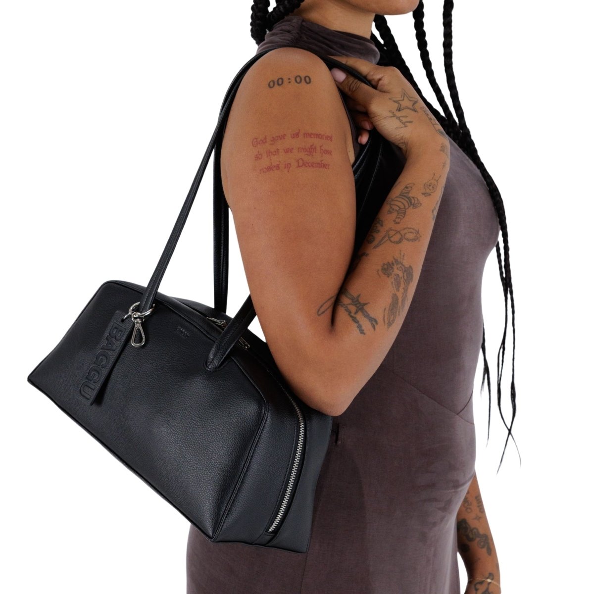 Baggu Recycled Leather Bowler Bag in Black - Getoutside Shoes