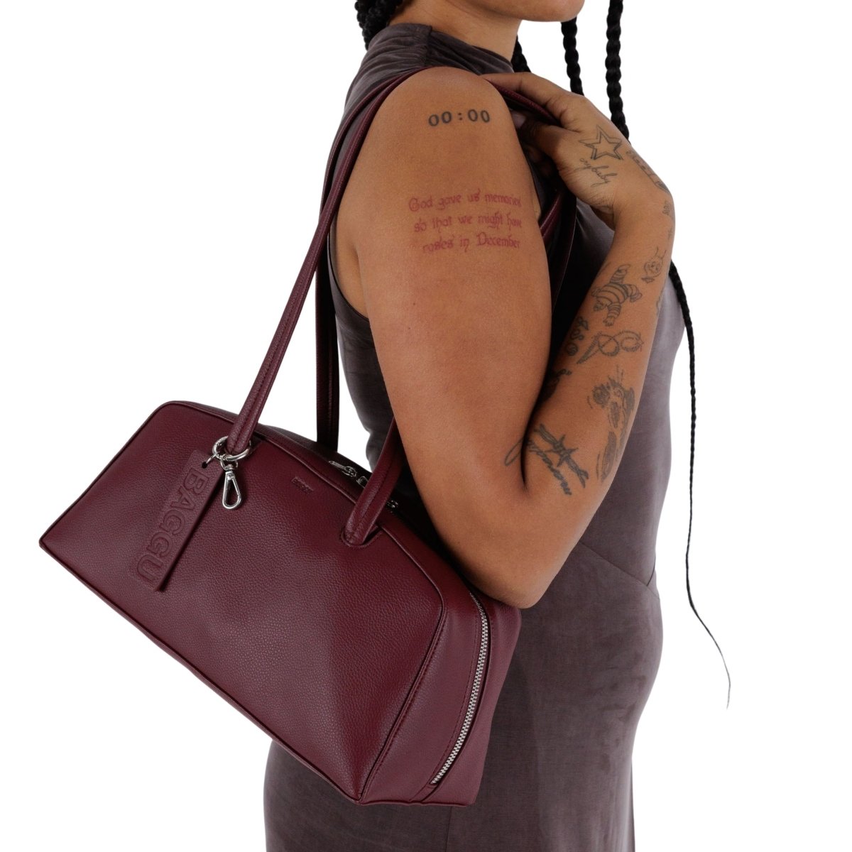 Baggu Recycled Leather Bowler Bag in Mahogany - Getoutside Shoes