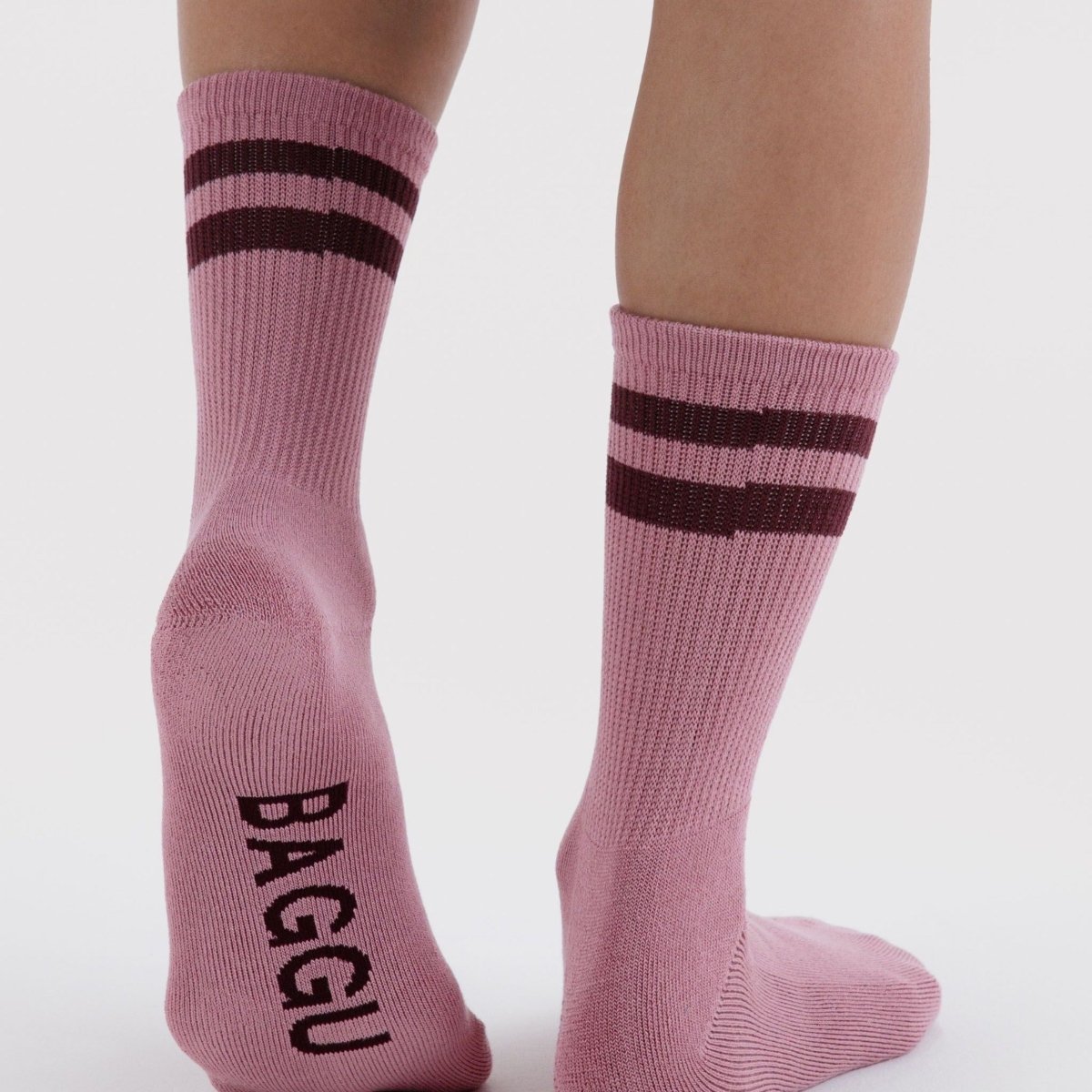 Baggu Ribbed Sock in Wild Plum Stripe - Getoutside Shoes