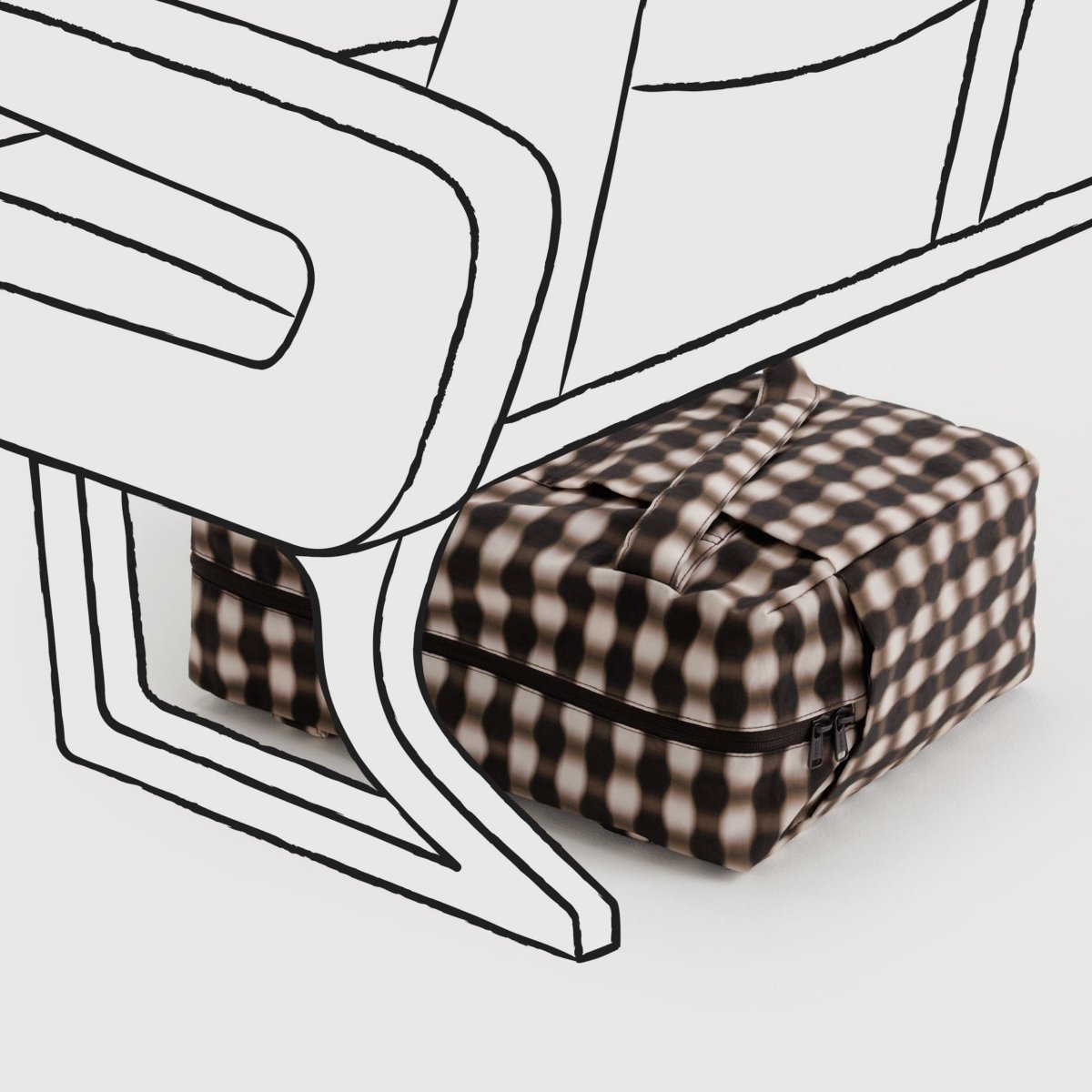 Baggu Small Cloud Carry - On in Blurred Gingham Brown - Getoutside Shoes