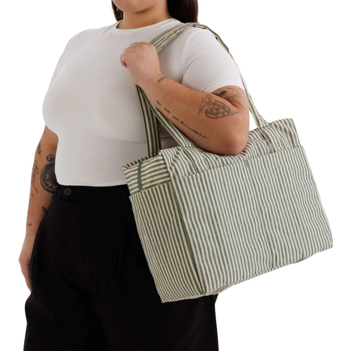 Baggu Small Cloud Carry-On in Sage Stripe - Getoutside Shoes