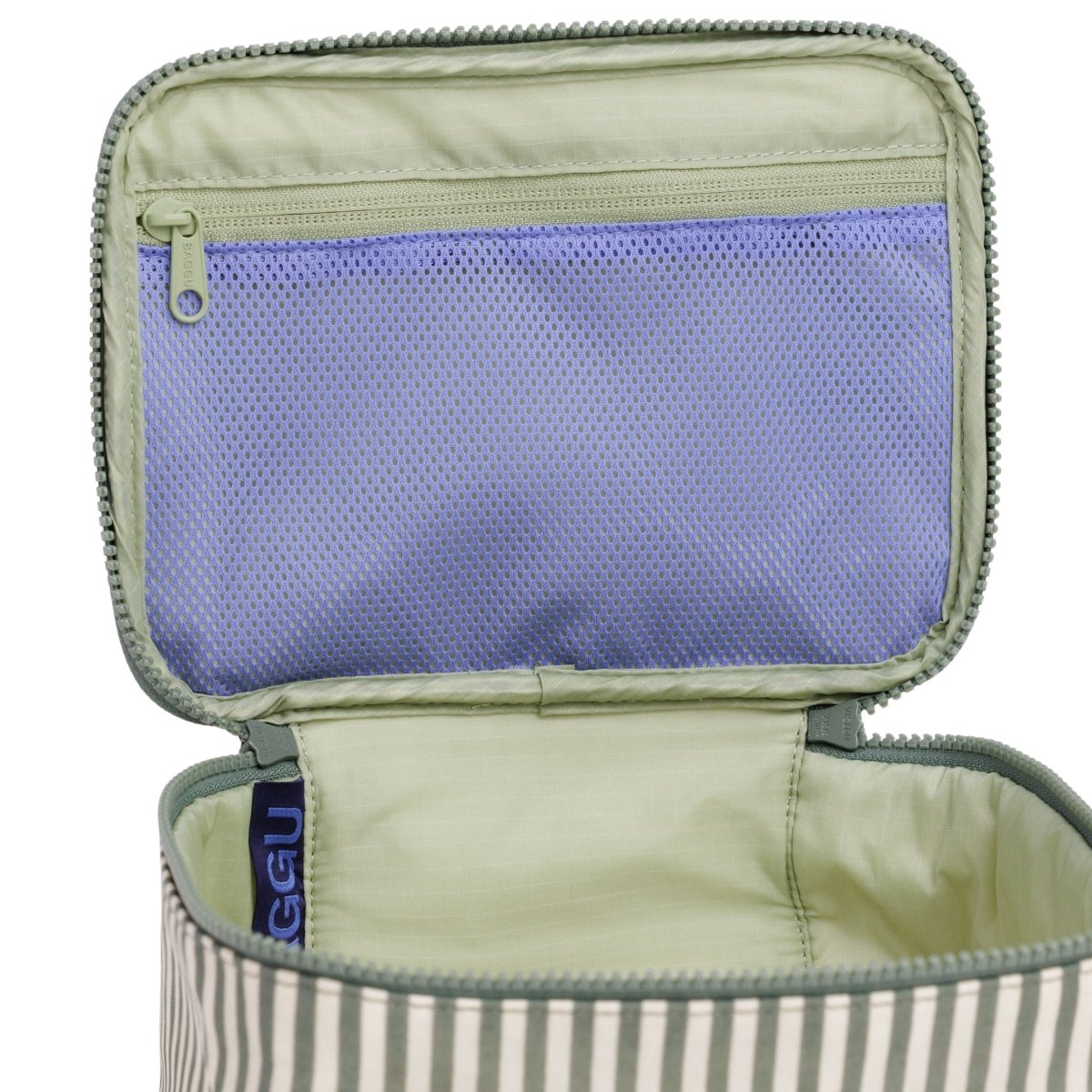 Baggu Small Cosmetic Case in Sage Stripe - Getoutside Shoes