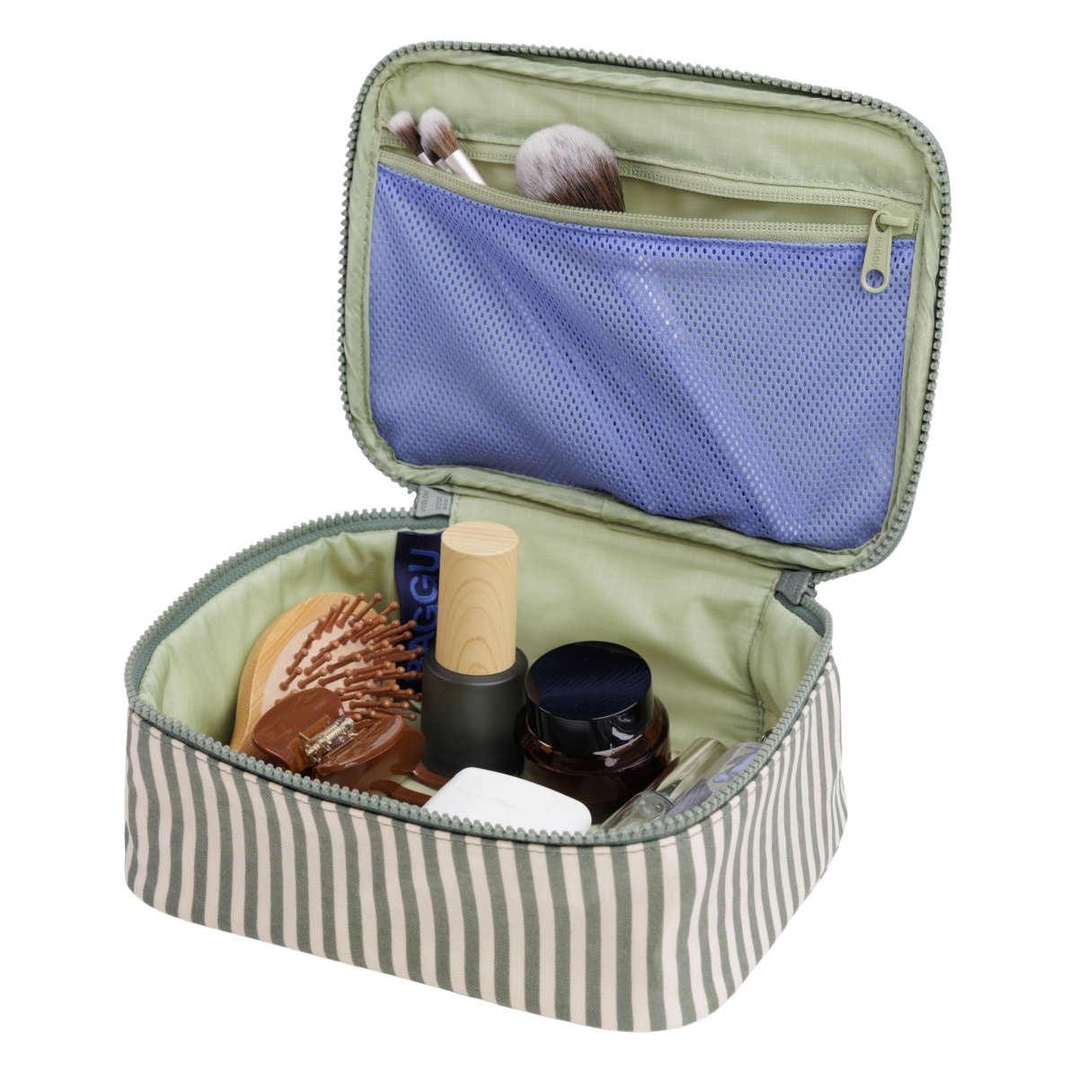 Baggu Small Cosmetic Case in Sage Stripe - Getoutside Shoes