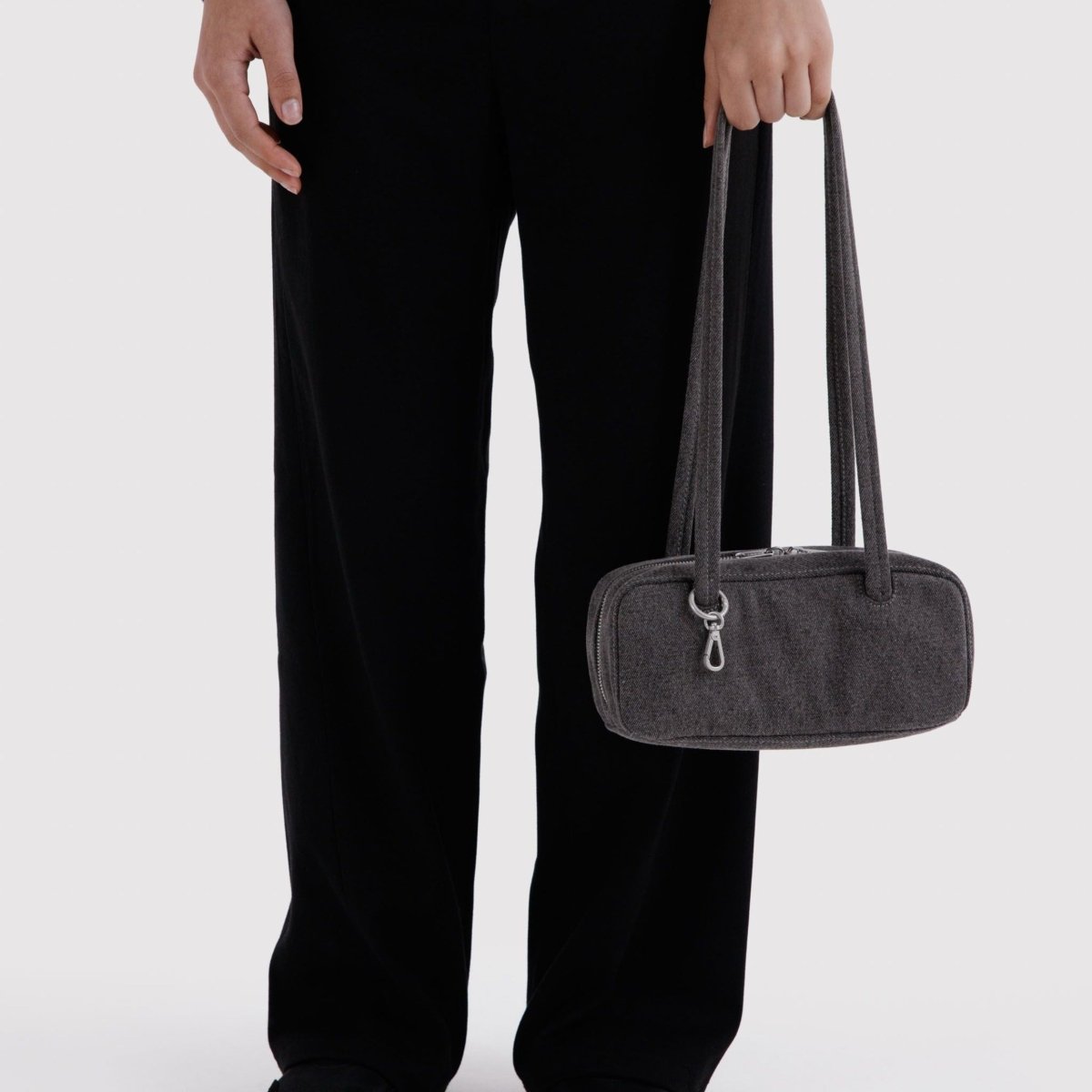 Baggu Small Denim Bowler Bag in Washed Black Denim - Getoutside Shoes