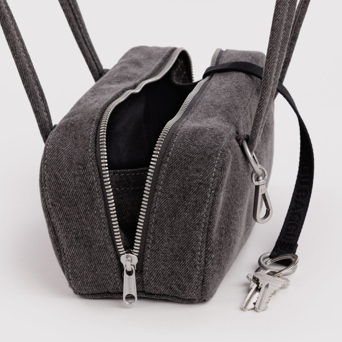 Baggu Small Denim Bowler Bag in Washed Black Denim - Getoutside Shoes
