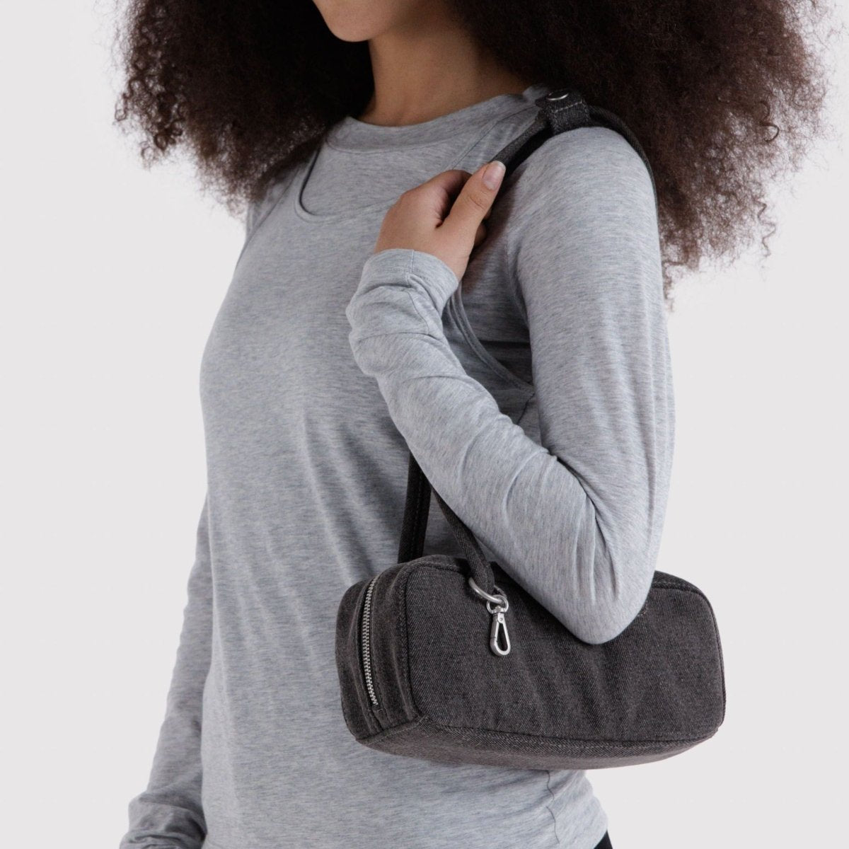 Baggu Small Denim Bowler Bag in Washed Black Denim - Getoutside Shoes
