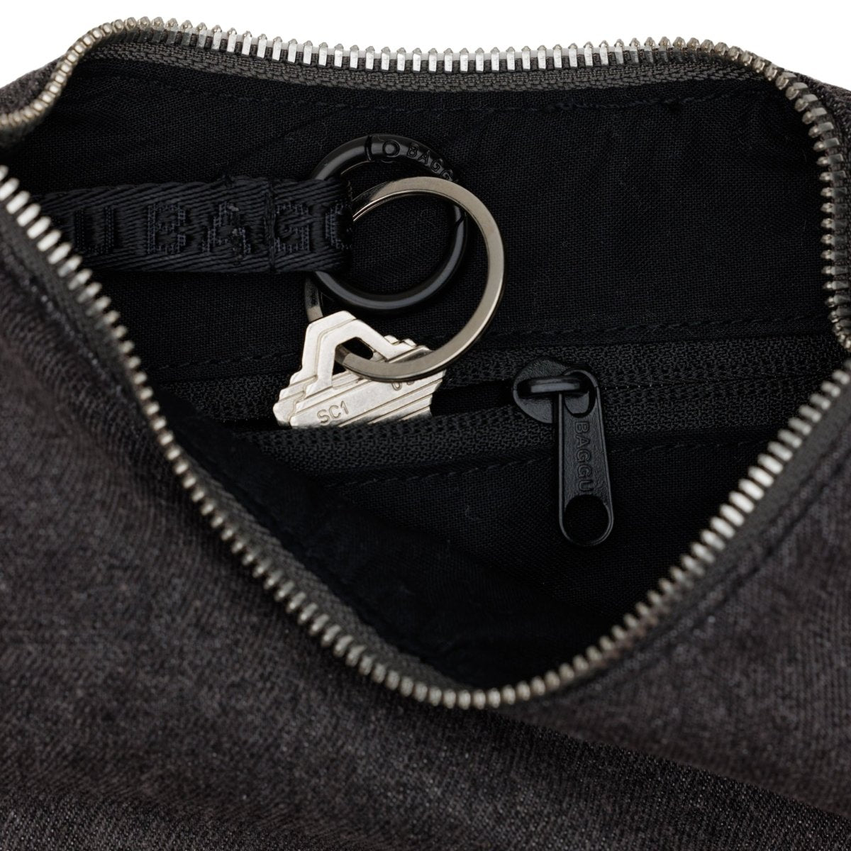 Baggu Small Denim Crescent Bag in Black - Getoutside Shoes
