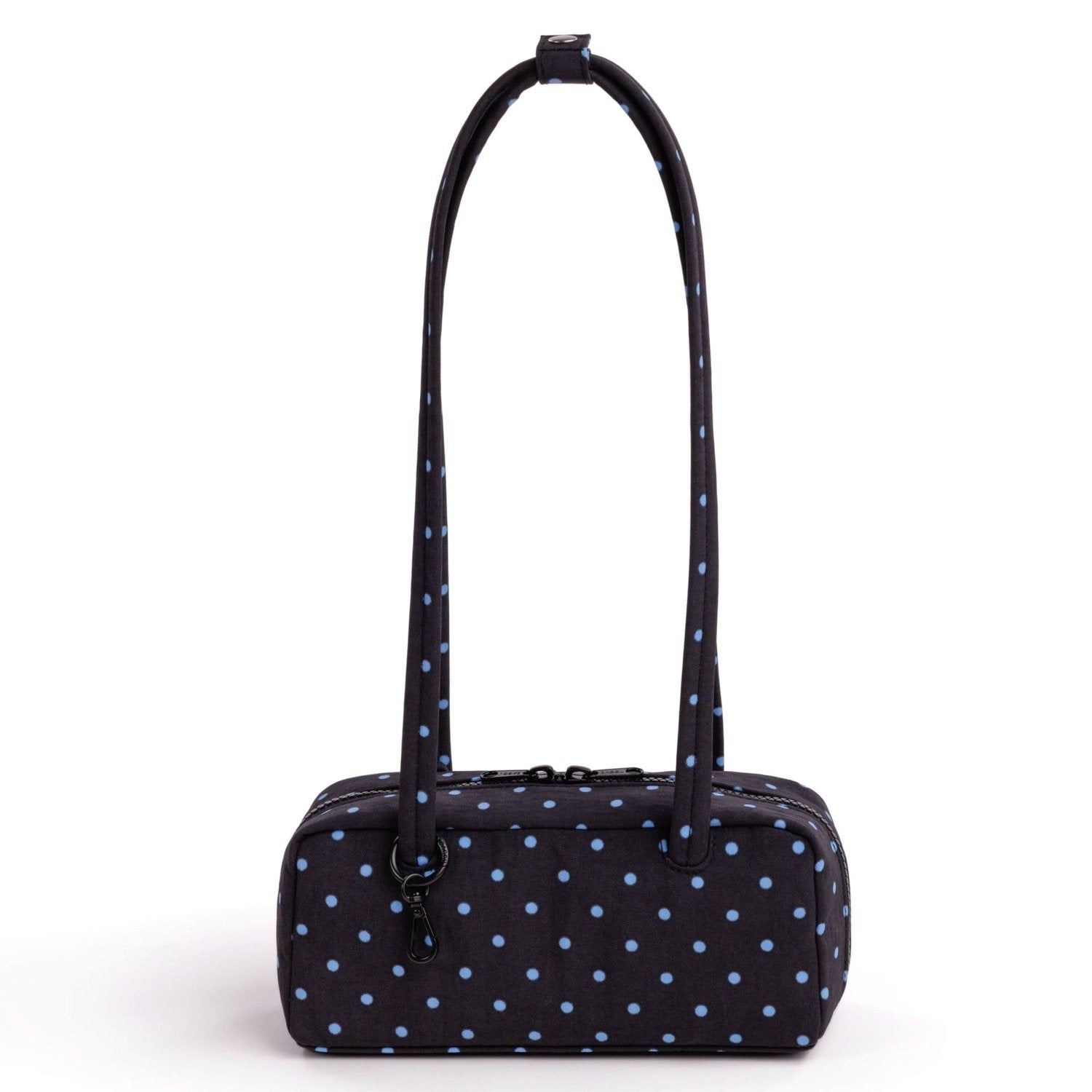Baggu Small Nylon Bowler Bag in Black And Sky Blue Micro Dot - Getoutside Shoes