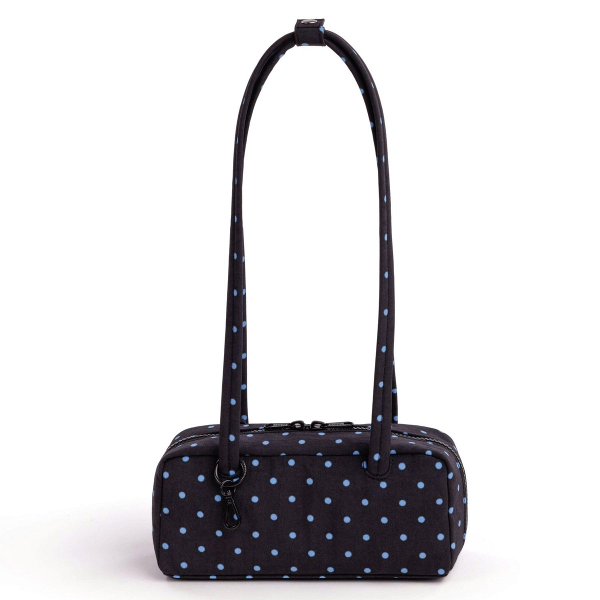 Baggu Small Nylon Bowler Bag in Black And Sky Blue Micro Dot - Getoutside Shoes