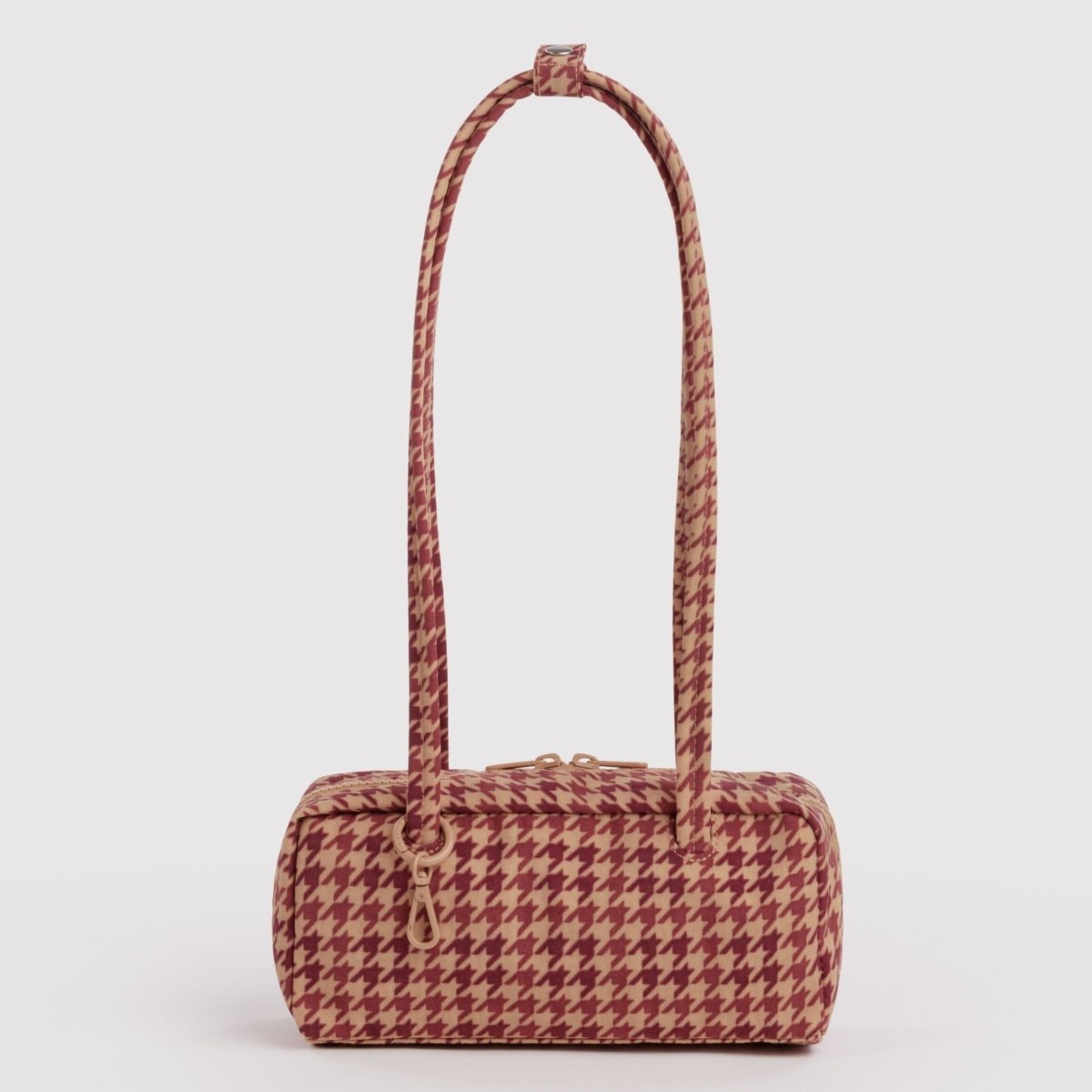 Baggu Small Nylon Bowler Bag in Tan Houndstooth - Getoutside Shoes