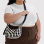 Baggu Small Nylon Crescent Bag in Black and Cream Gingham - Getoutside Shoes