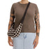 Baggu Small Nylon Crescent Bag in Blurred Gingham Brown - Getoutside Shoes