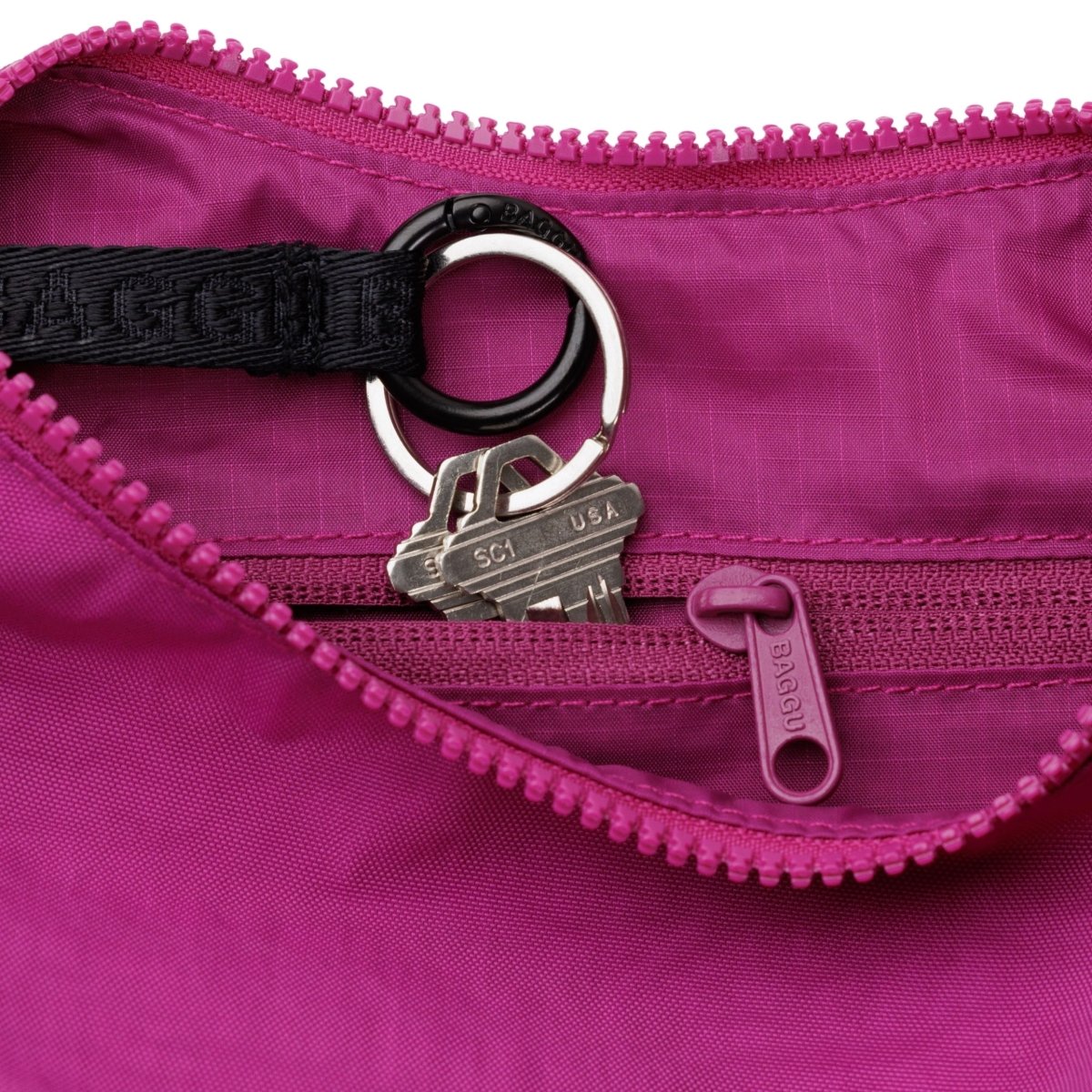 Baggu Small Nylon Crescent Bag in Deep Fuchsia - Getoutside Shoes