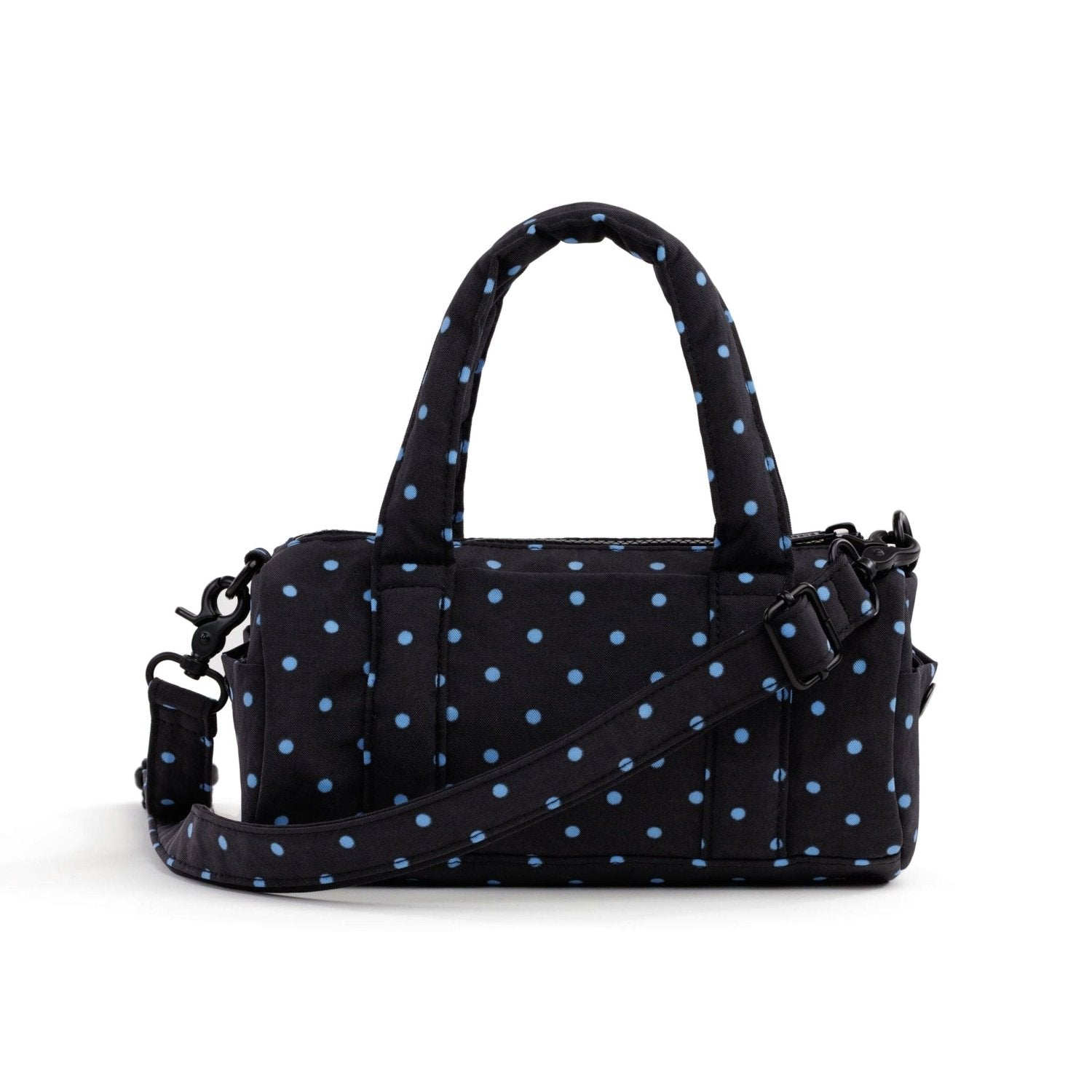 Baggu Small Nylon Duffle Bag in Black And Sky Blue Micro Dot - Getoutside Shoes