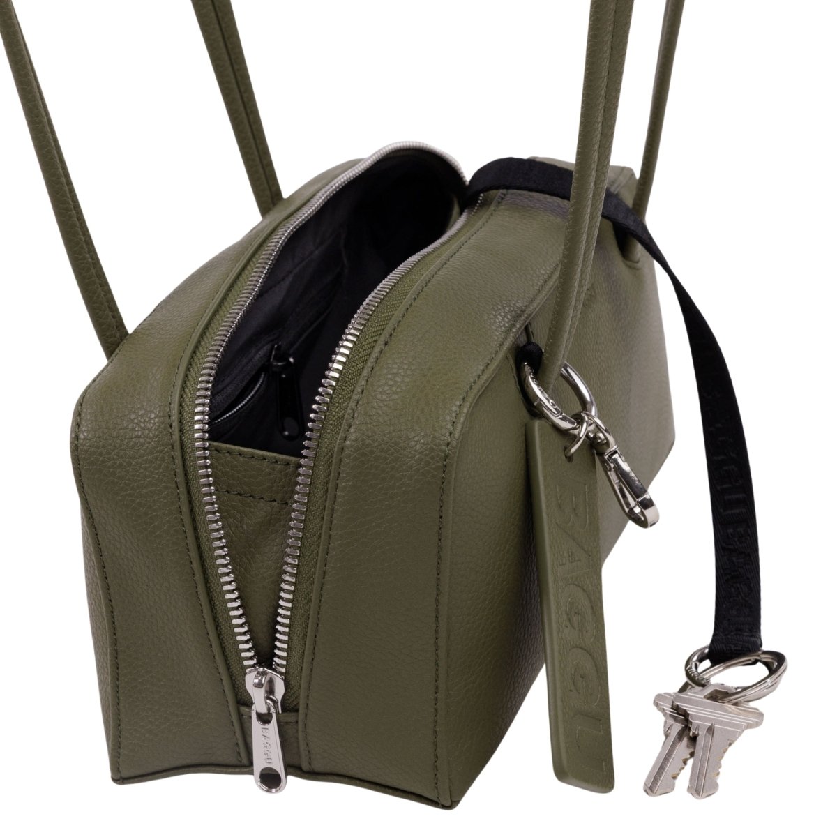 Baggu Small Recycled Leather Bowler Bag in Loden - Getoutside Shoes