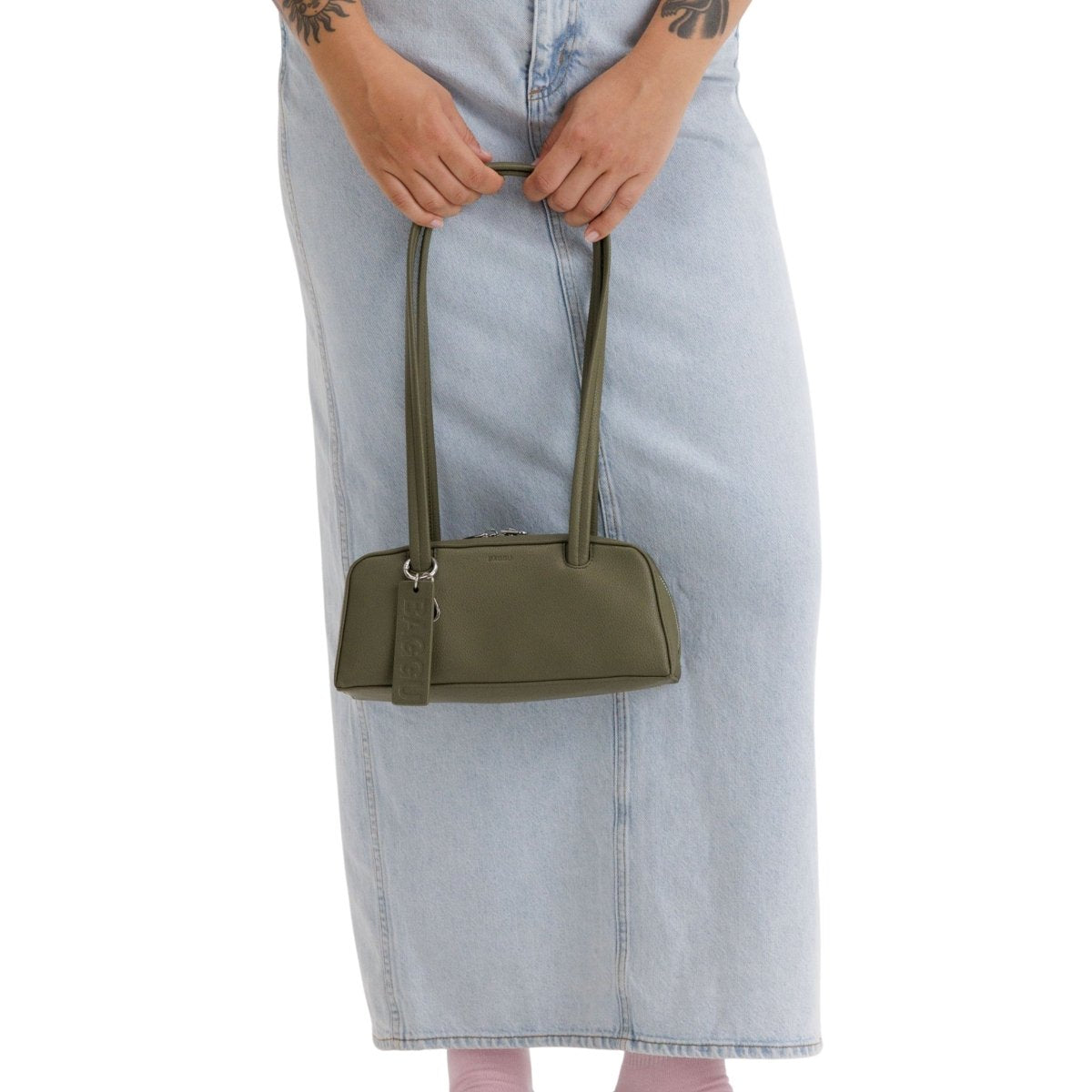 Baggu Small Recycled Leather Bowler Bag in Loden - Getoutside Shoes