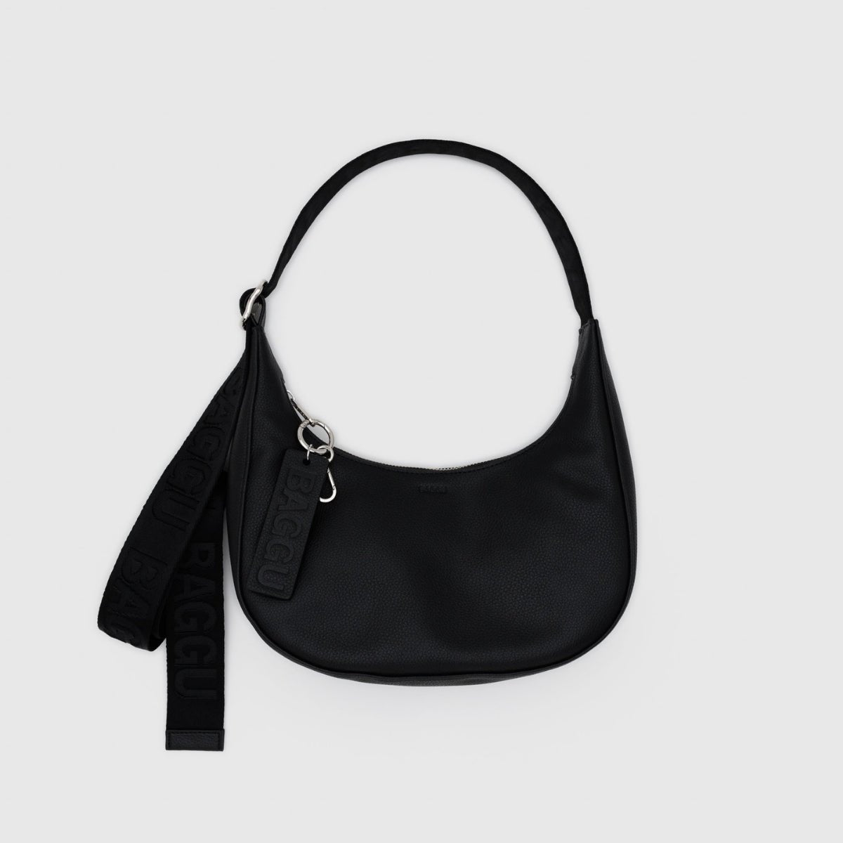 Baggu Small Recycled Leather Crescent Bag in Black - Getoutside Shoes