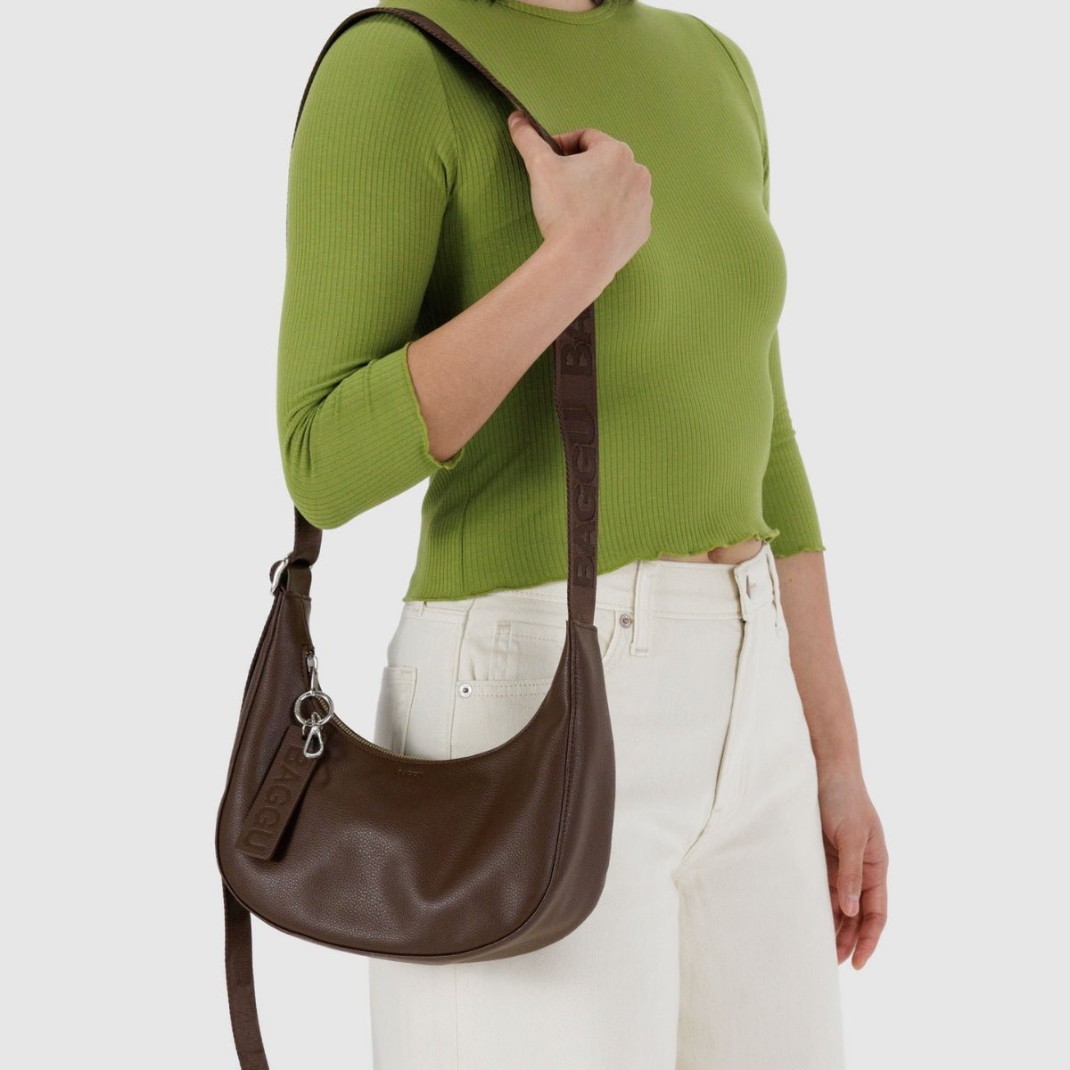 Baggu Small Recycled Leather Crescent Bag in Brown - Getoutside Shoes