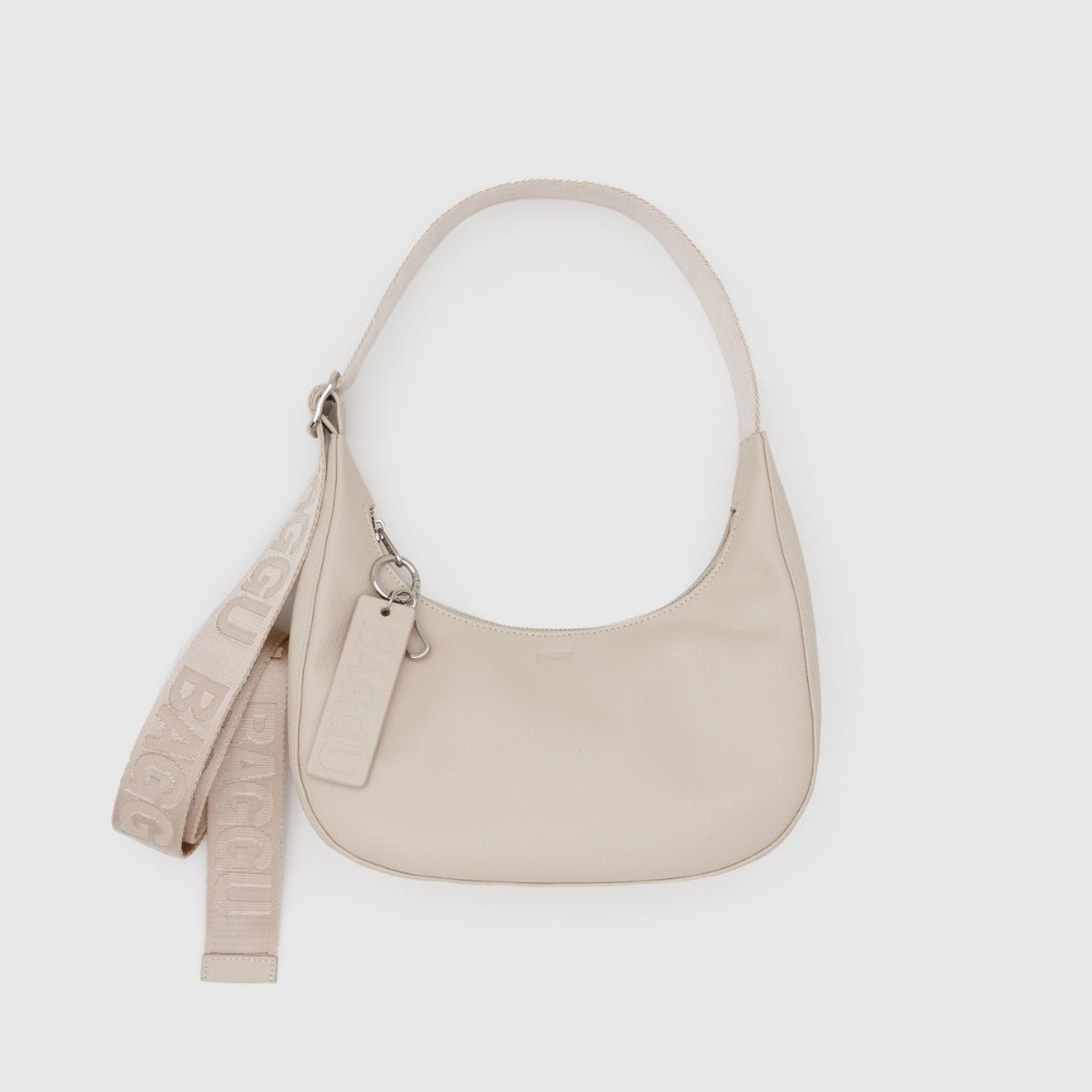 Baggu Small Recycled Leather Crescent Bag in Stone - Getoutside Shoes