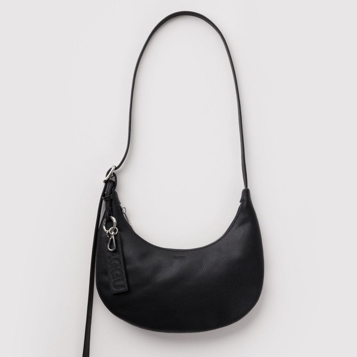 Baggu Small Recycled Leather Flat Crescent in Black - Getoutside Shoes