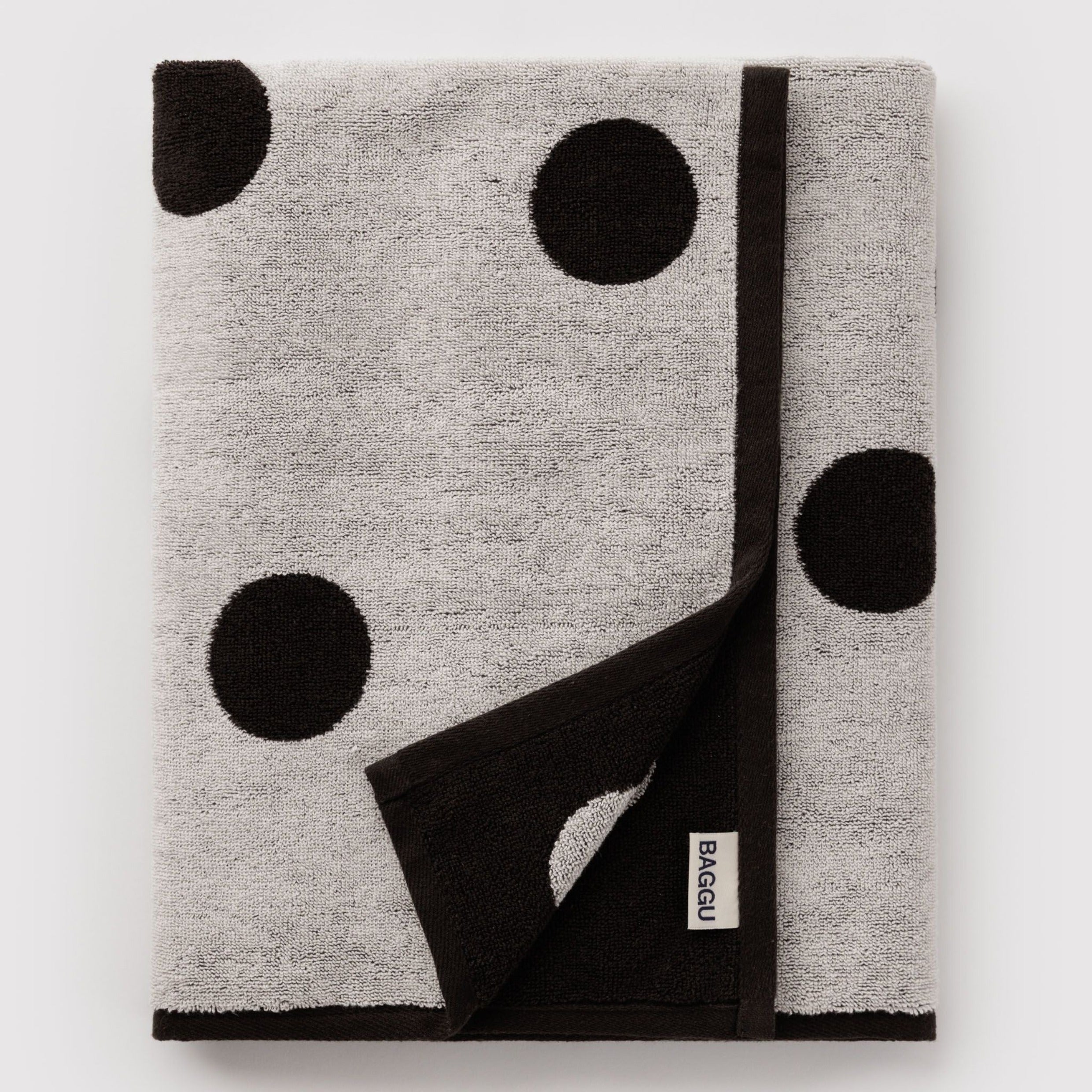 Baggu Bath Towel in  Cream and Black Polka Dot