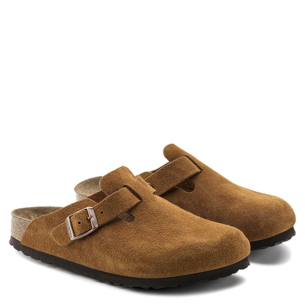 Birkenstock Boston Softbed Suede Leather in Mink
