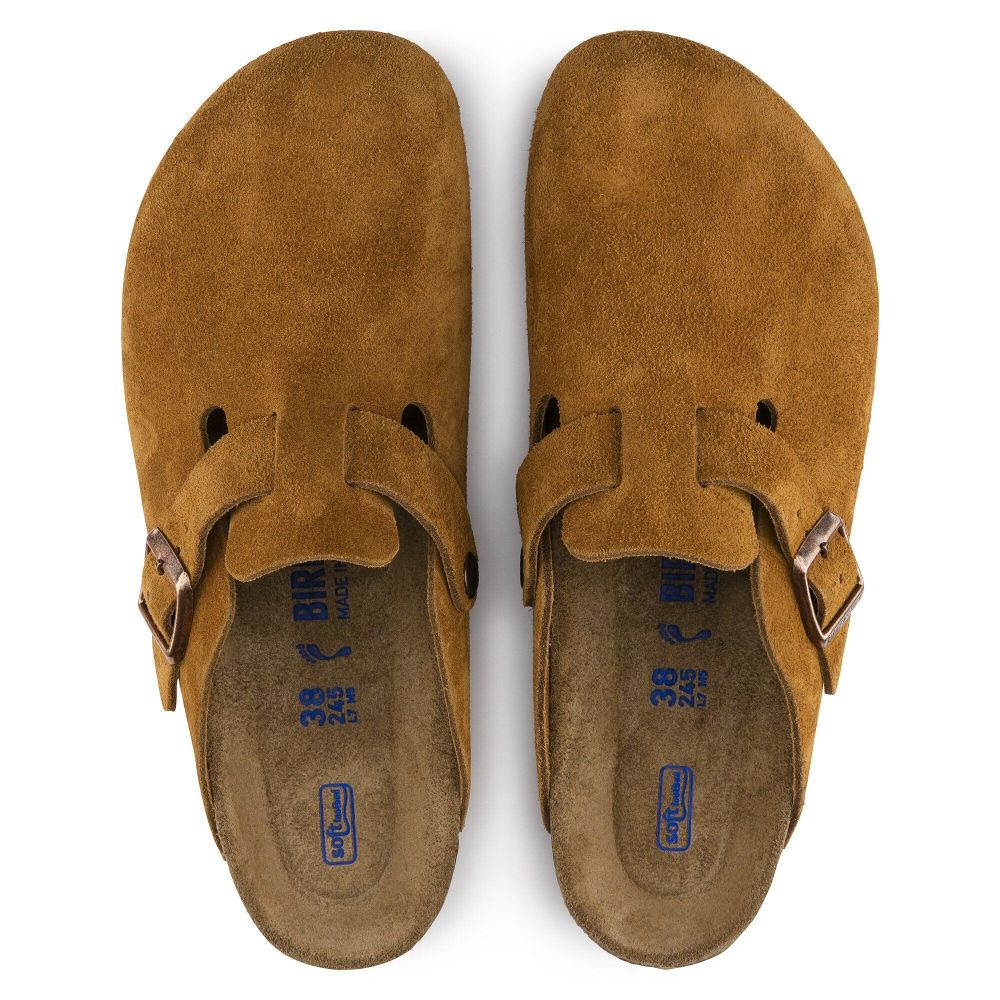 Birkenstock Boston Softbed Suede Leather in Mink