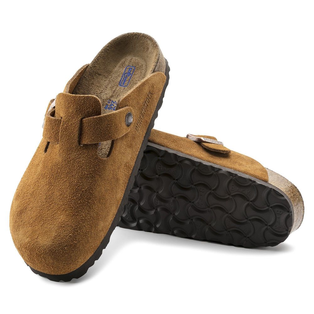 Birkenstock Boston Softbed Suede Leather in Mink