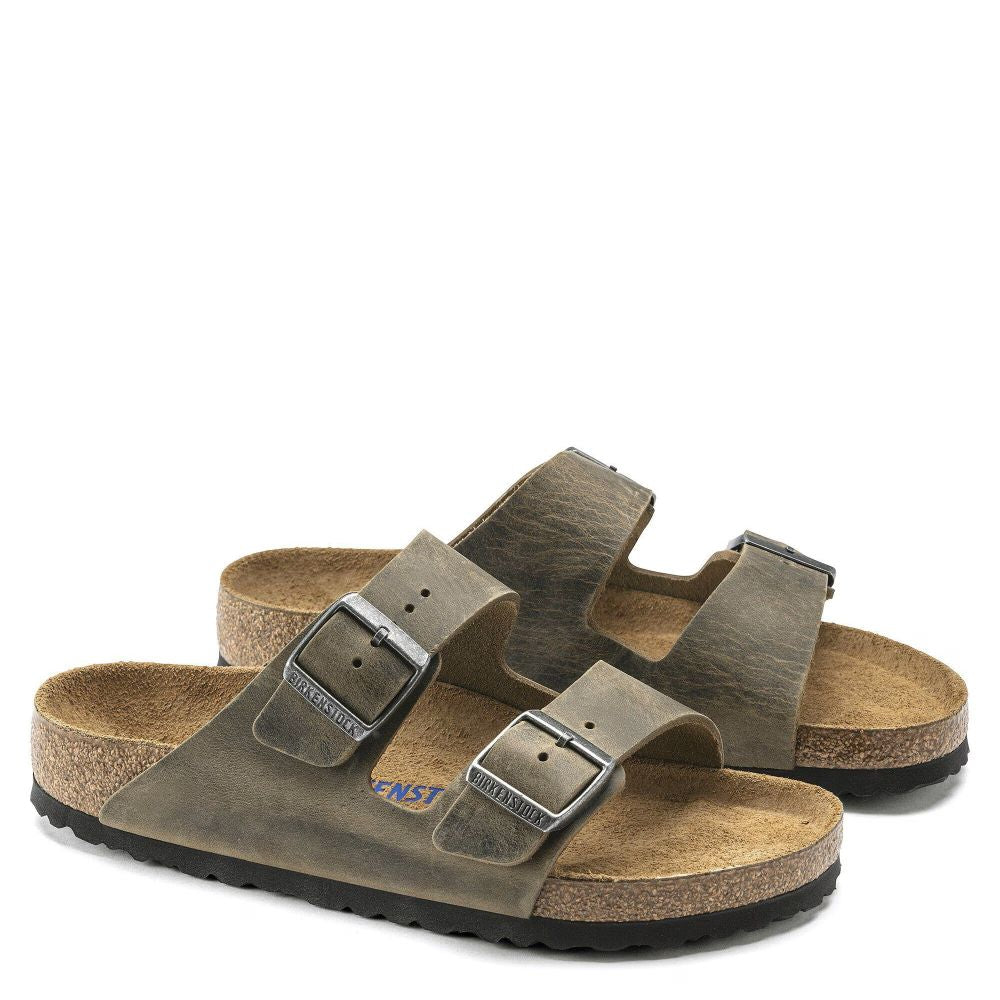 Birkenstock Arizona Softbed Oiled Leather in Faded Khaki