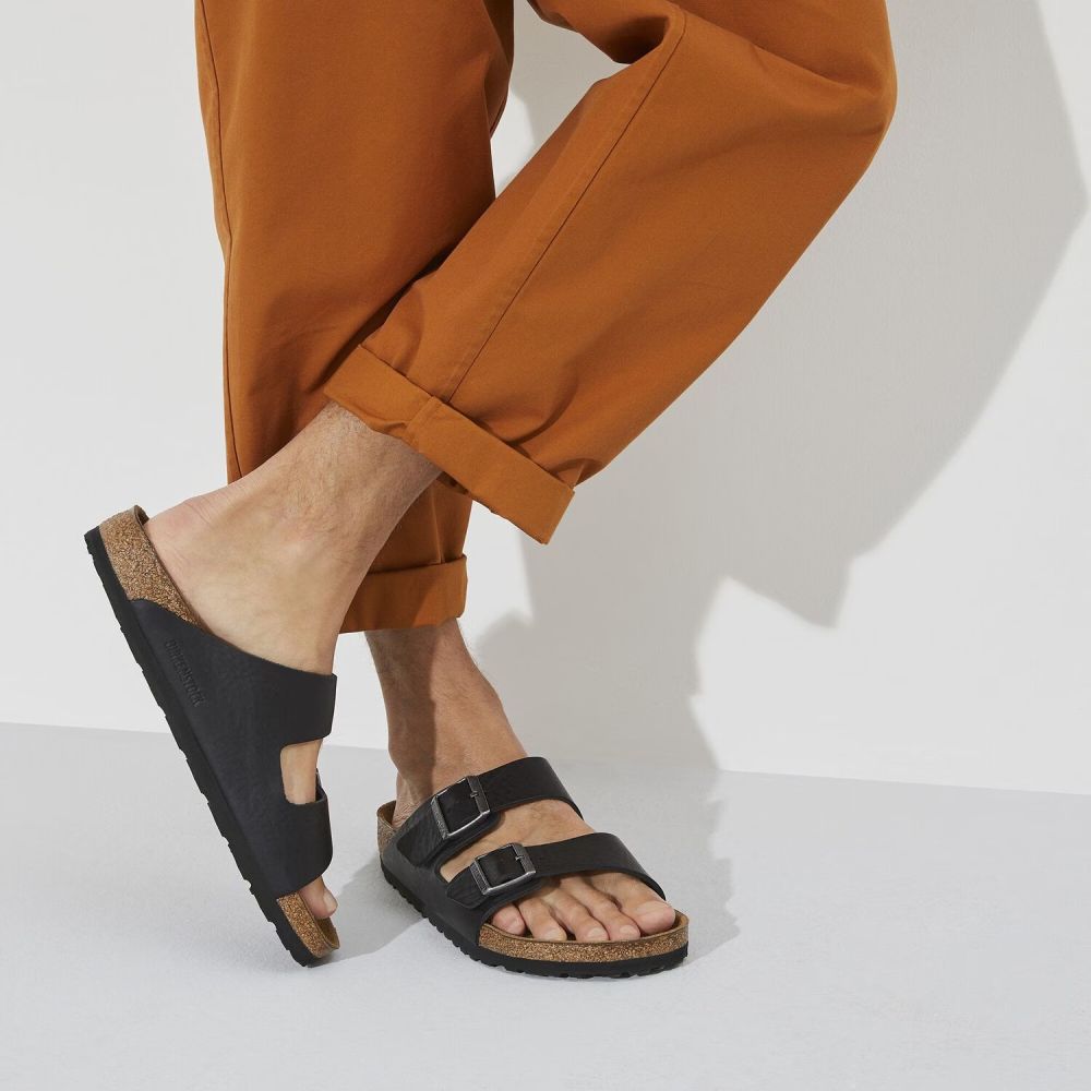 Birkenstock Men's Arizona Grip Leather in Vintage Wood Black