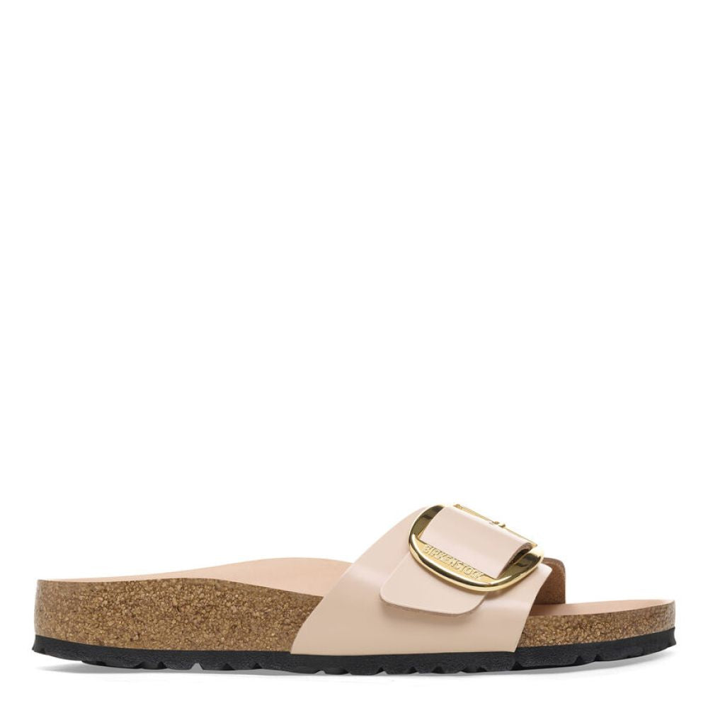 Birkenstock Women&#39;s Madrid Big Buckle Natural Leather Patent in New Beige