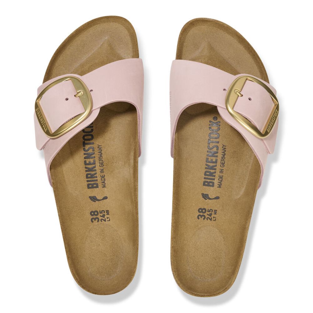 Birkenstock Women&#39;s Madrid Big Buckle Nubuck Leather in Soft Pink