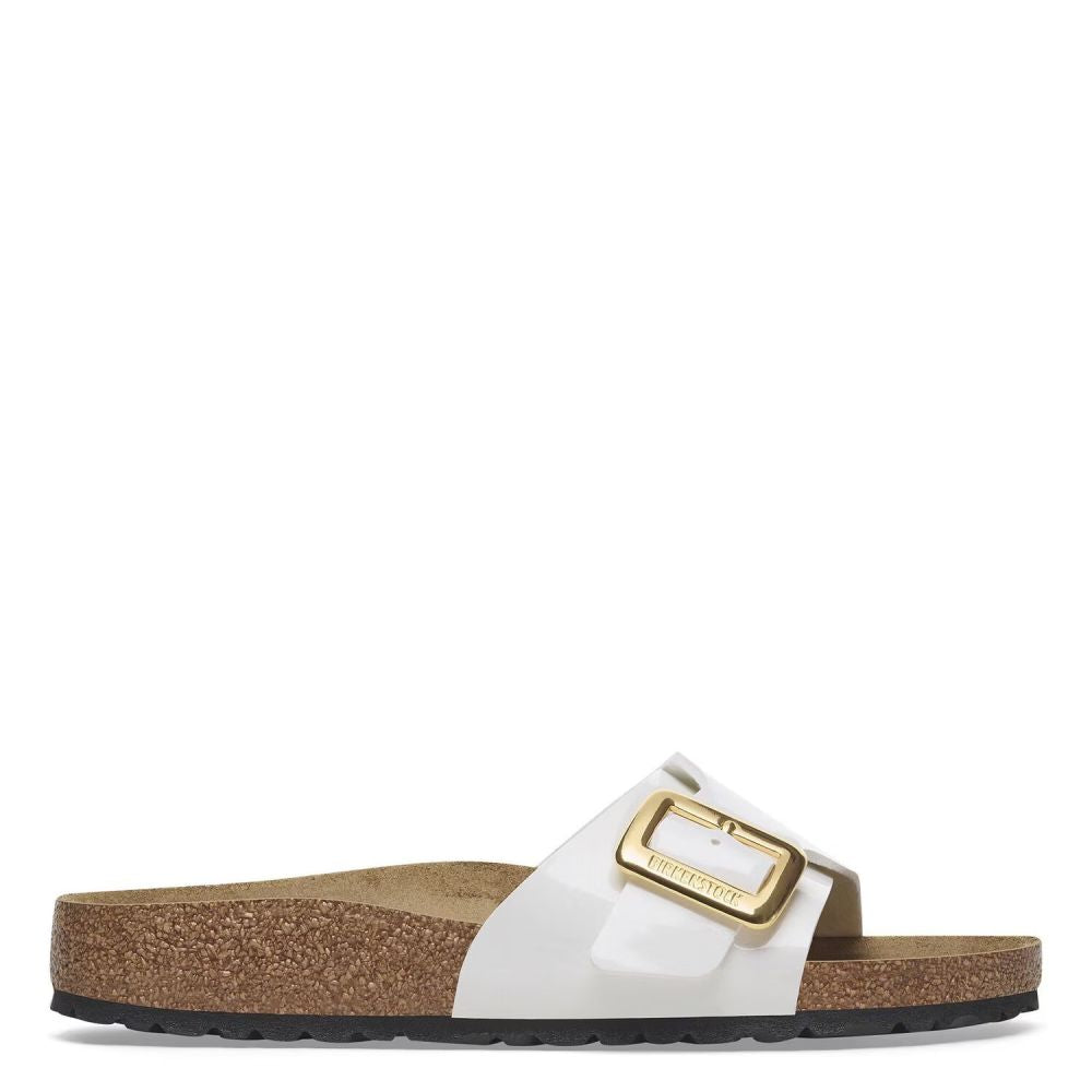 Birkenstock Women's Catalina Luxe Buckle Birko-Flor in Patent White