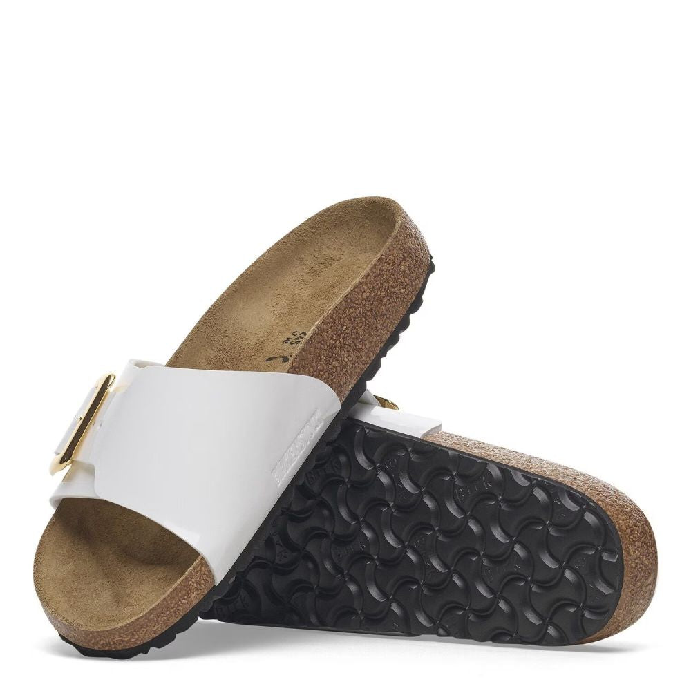 Birkenstock Women's Catalina Luxe Buckle Birko-Flor in Patent White