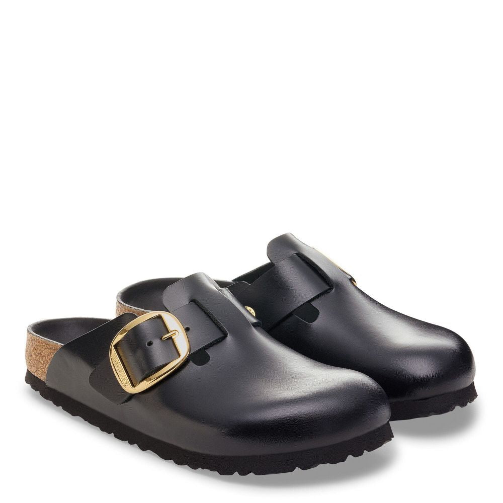 Birkenstock Women's Boston Big Buckle Leather in Black Dressy Leather